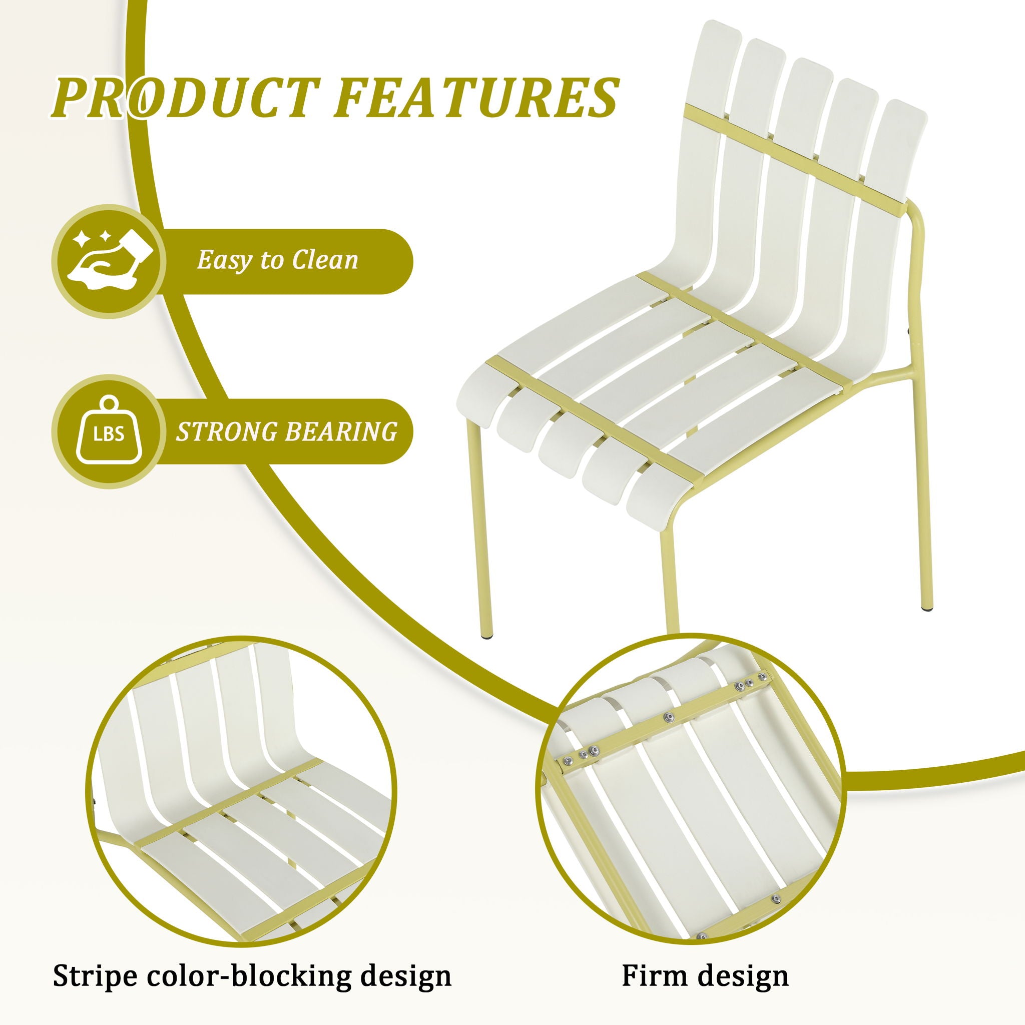 4 Piece Set Of Modern Color Block Designed Single Chairs With Round Table