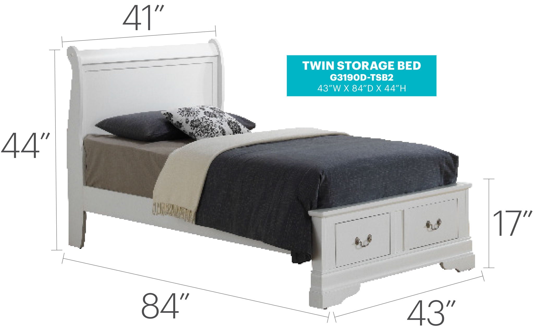 Louis Phillipe - Storage Bed
