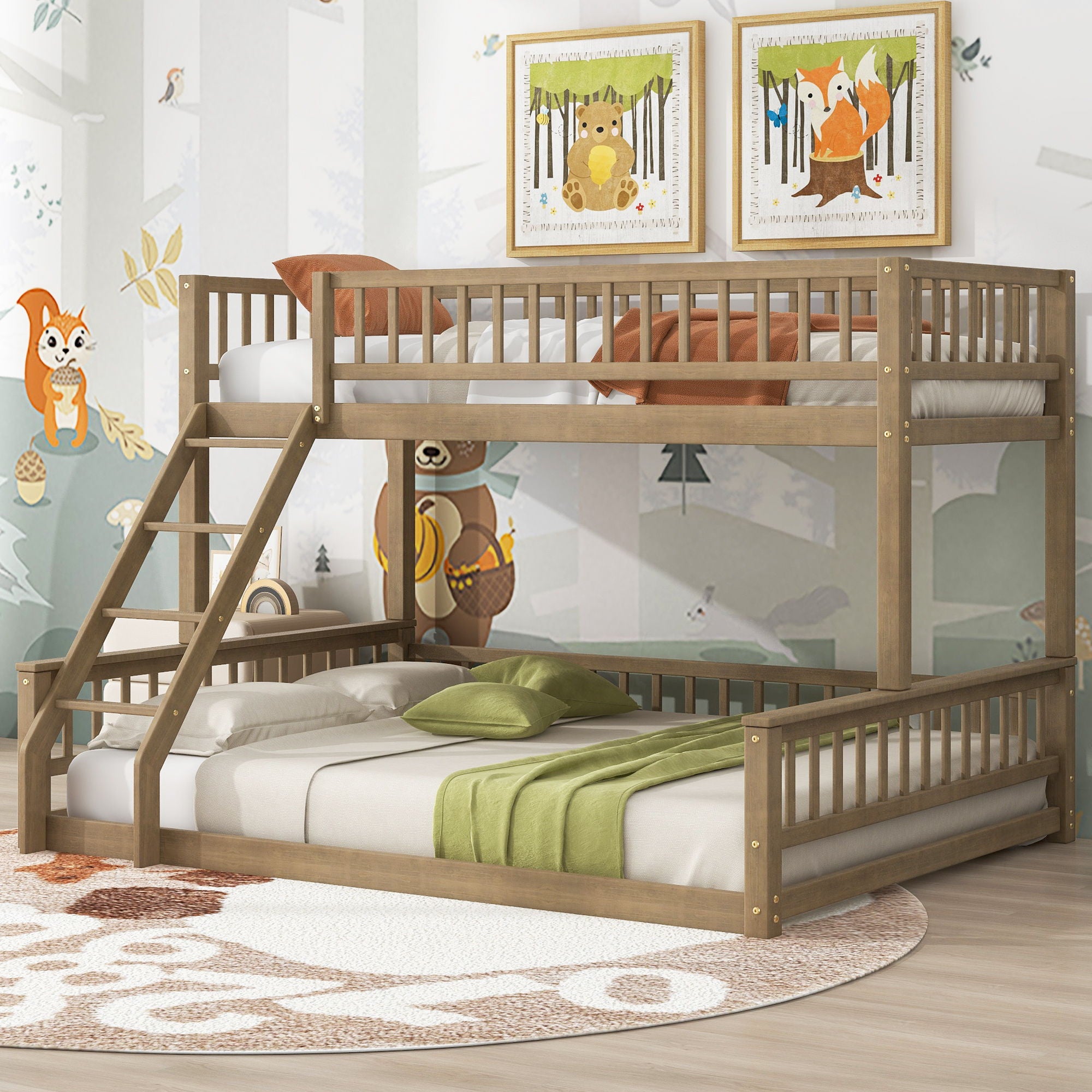 Bunk Bed With Ladder And Guardrails