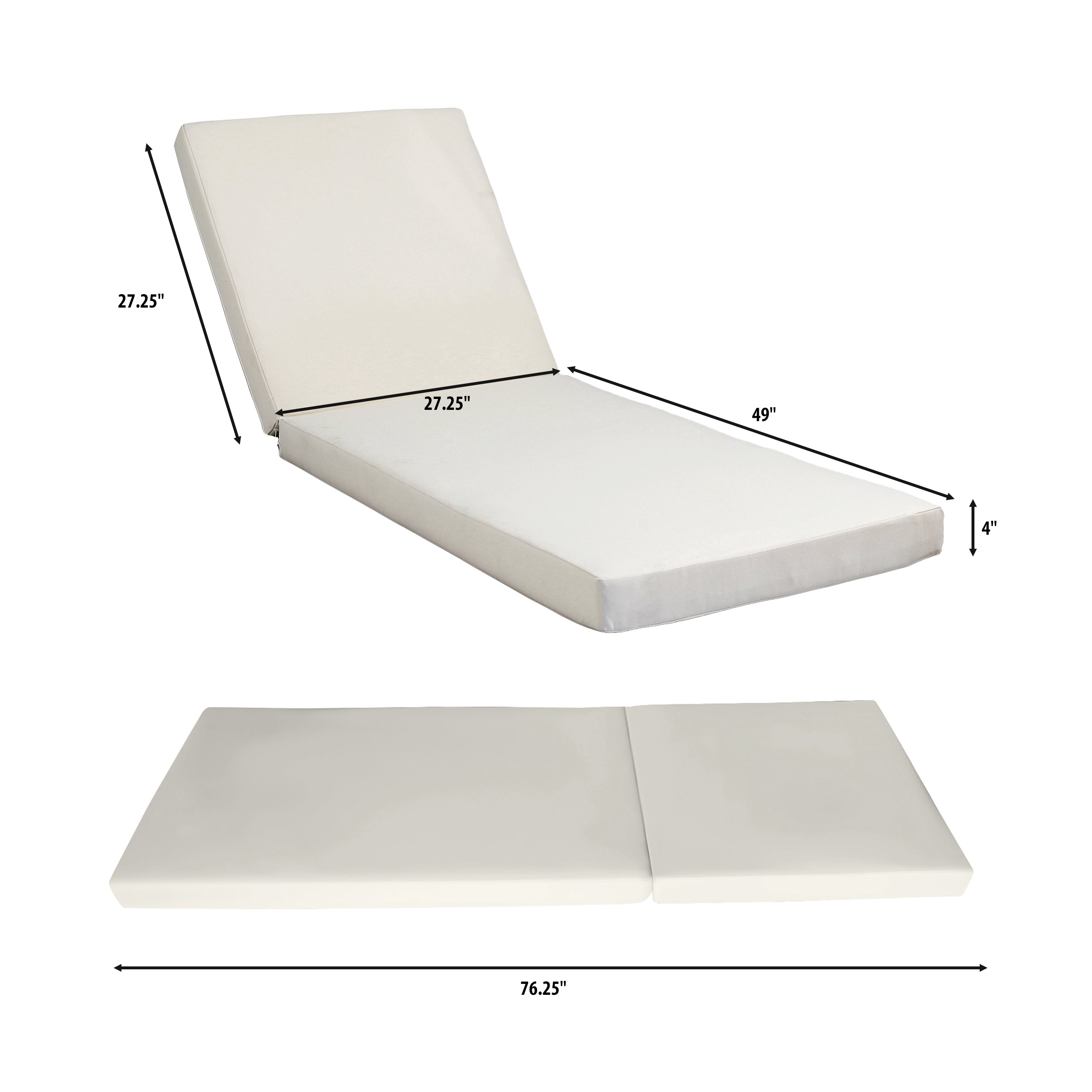 Acacia Wood Chaise Lounge with Cushion - Teak Finish