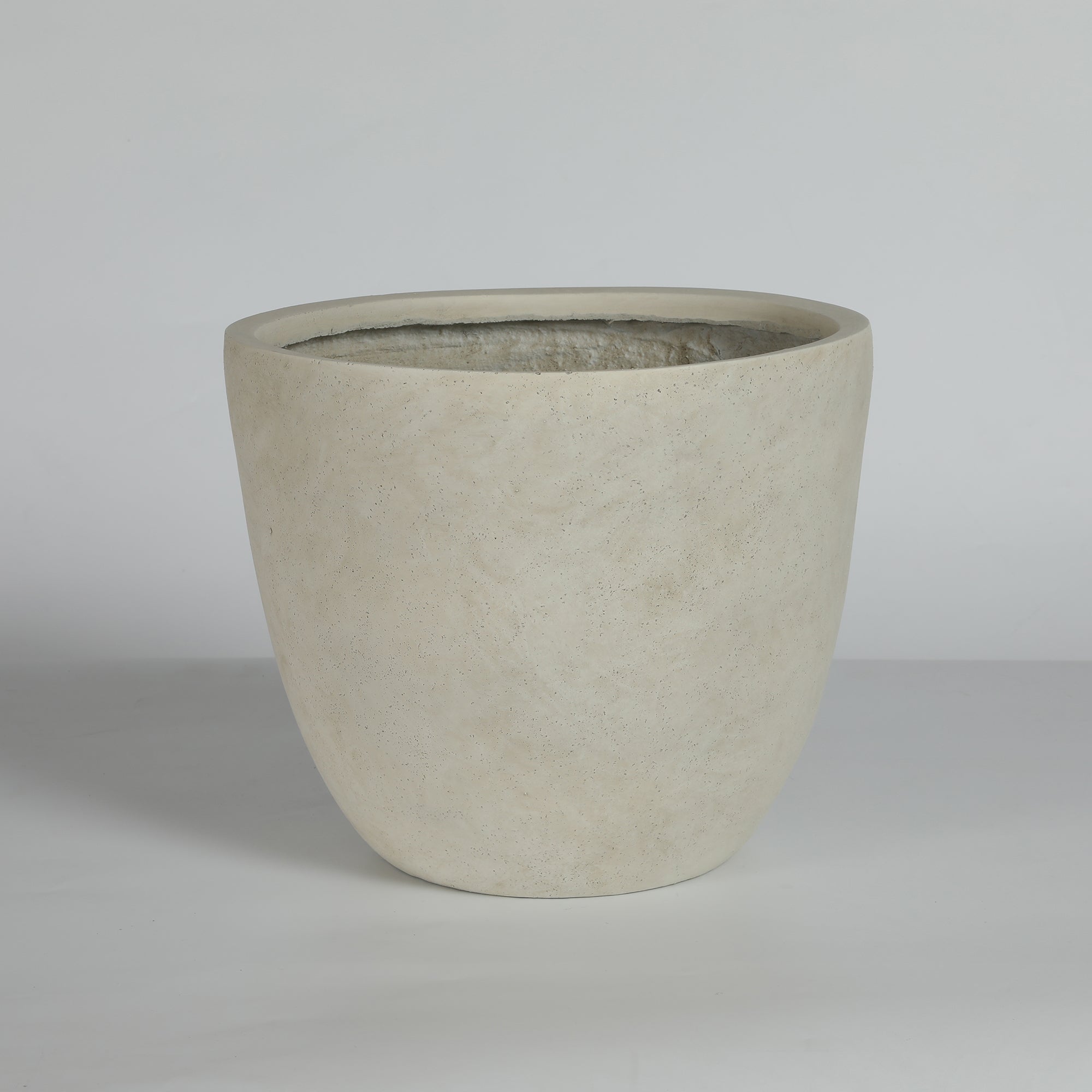 Round Concrete Planter Set of 2, Large Outdoor Indoor Handmade Rustic Decorative Planter Pots with Drainage Holes