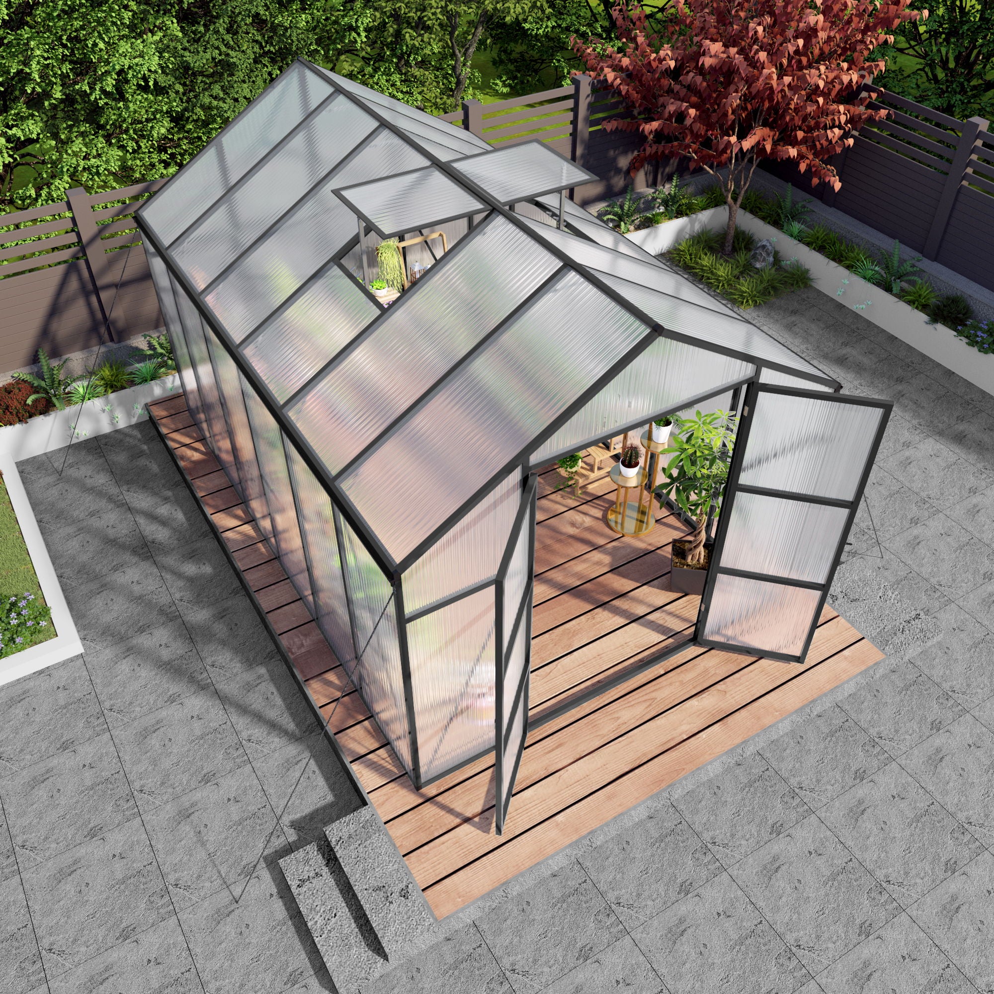 Gain Height Windproof Greenhouse All Season Outdoor Garden Shelter