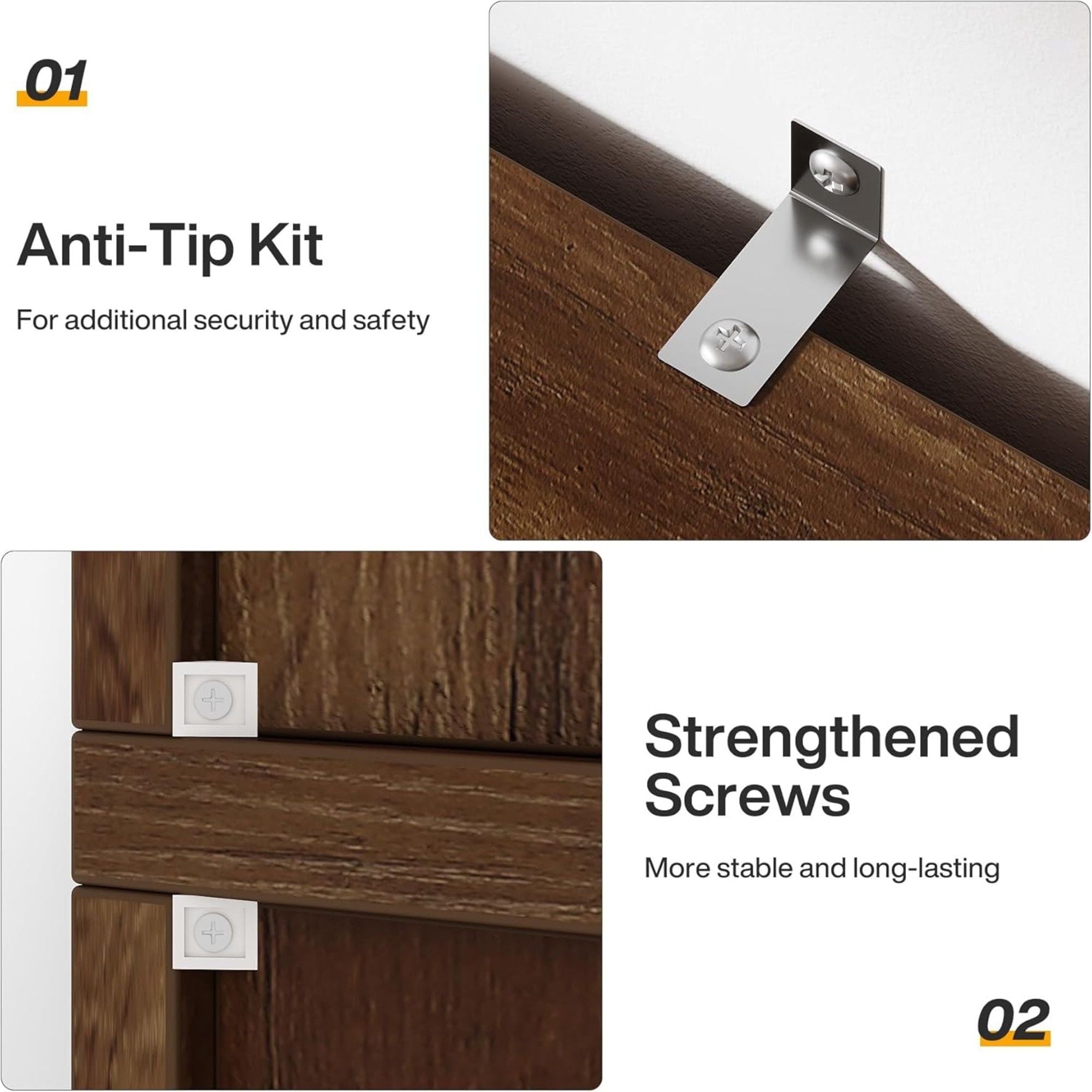 5 Tier Farmhouse Arched Bookcase For Living Room - Rustic Brown