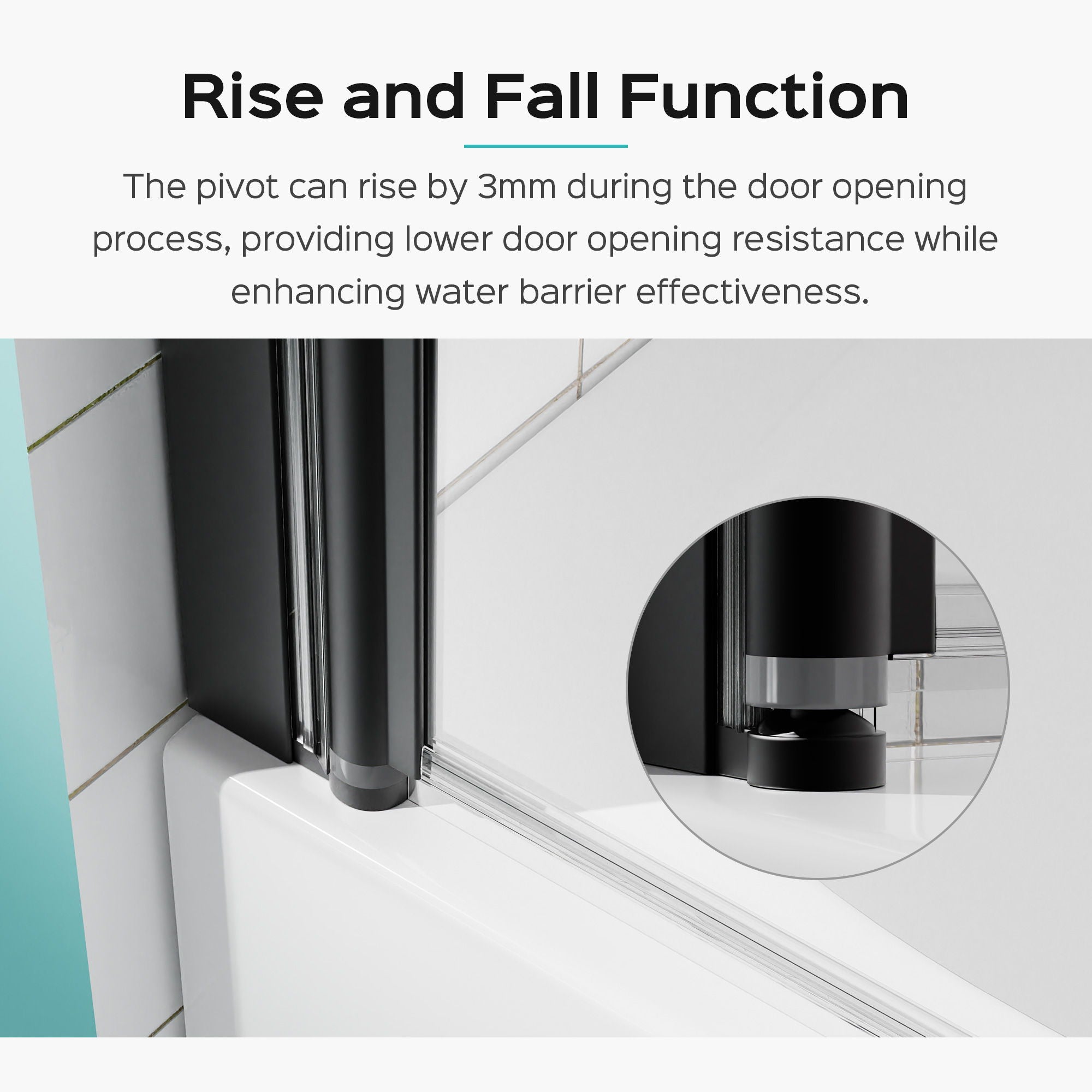 Frameless Folding Pivot Bathtub Door With Clear Tempered Glass