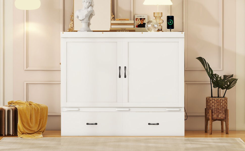 Murphy Bed With USB Port And A Large Drawer