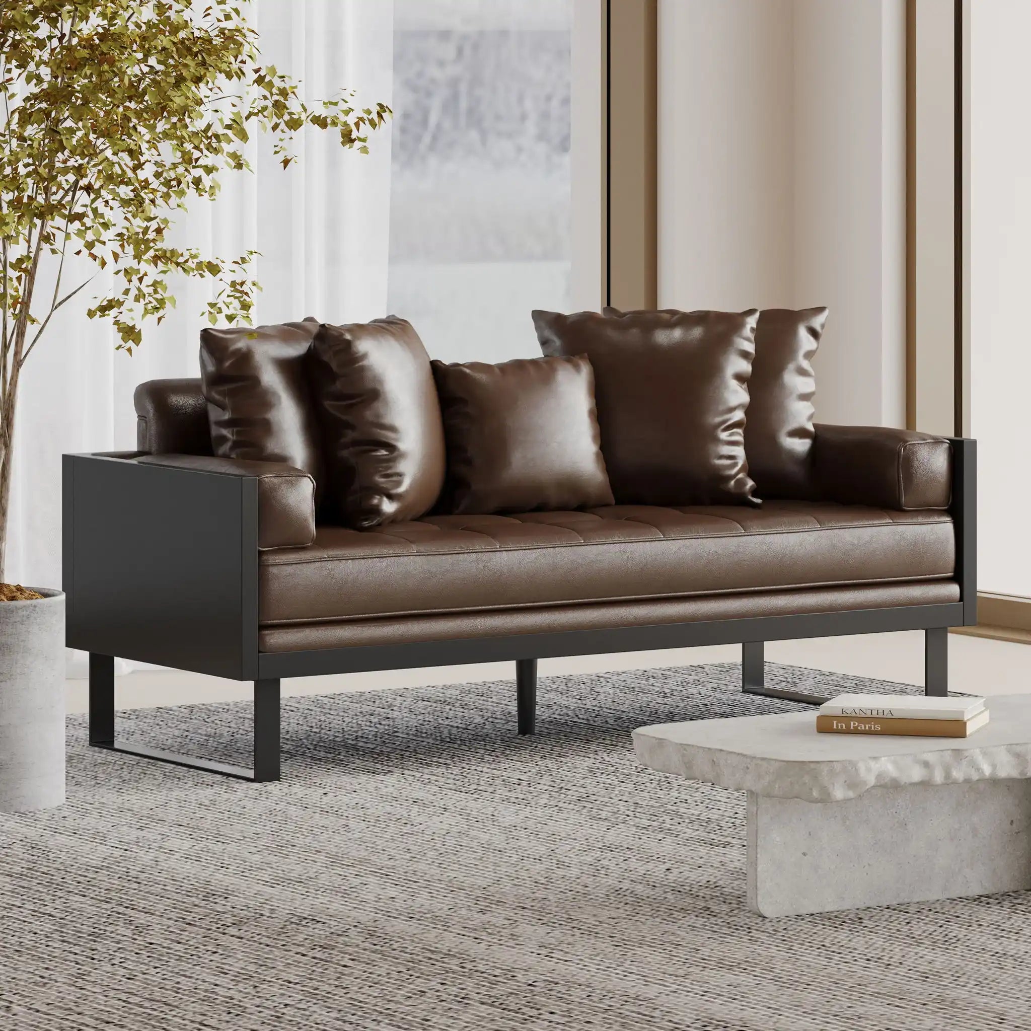 Contemporary Oversized Loveseat With Accent Pillow