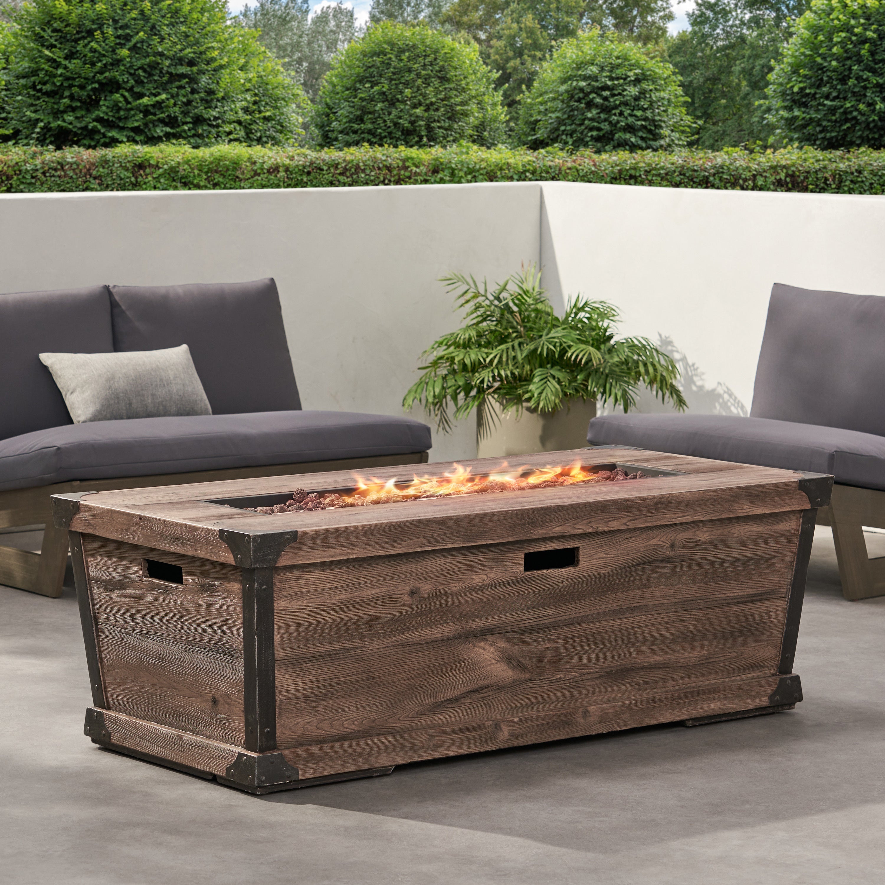 56" Outdoor Patio Rectangle Gas Burning MgO Fire Pit