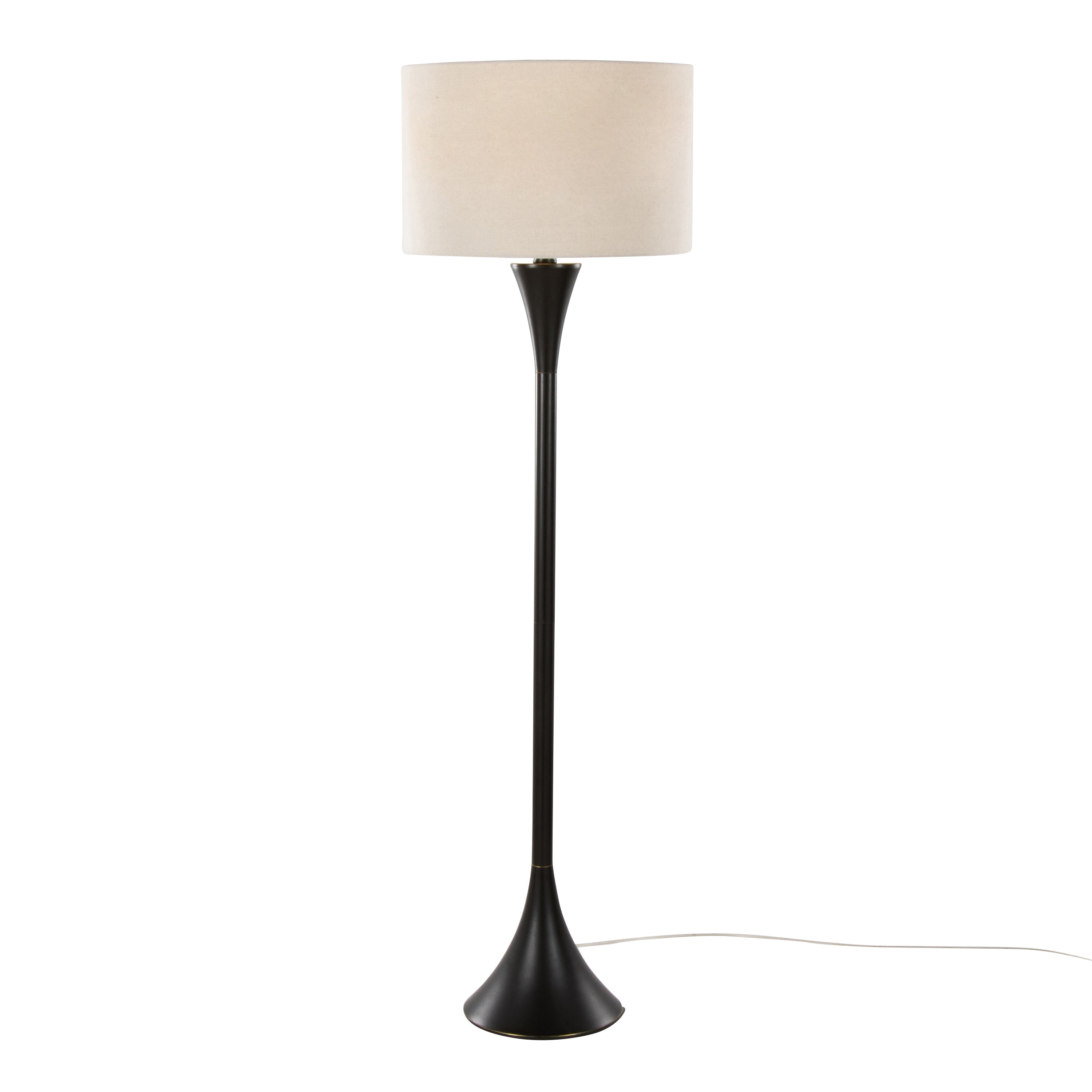 Lenuxe 65" Contemporary Metal Floor Lamp in Oil Rubbed Bronze with Natural Linen Shade