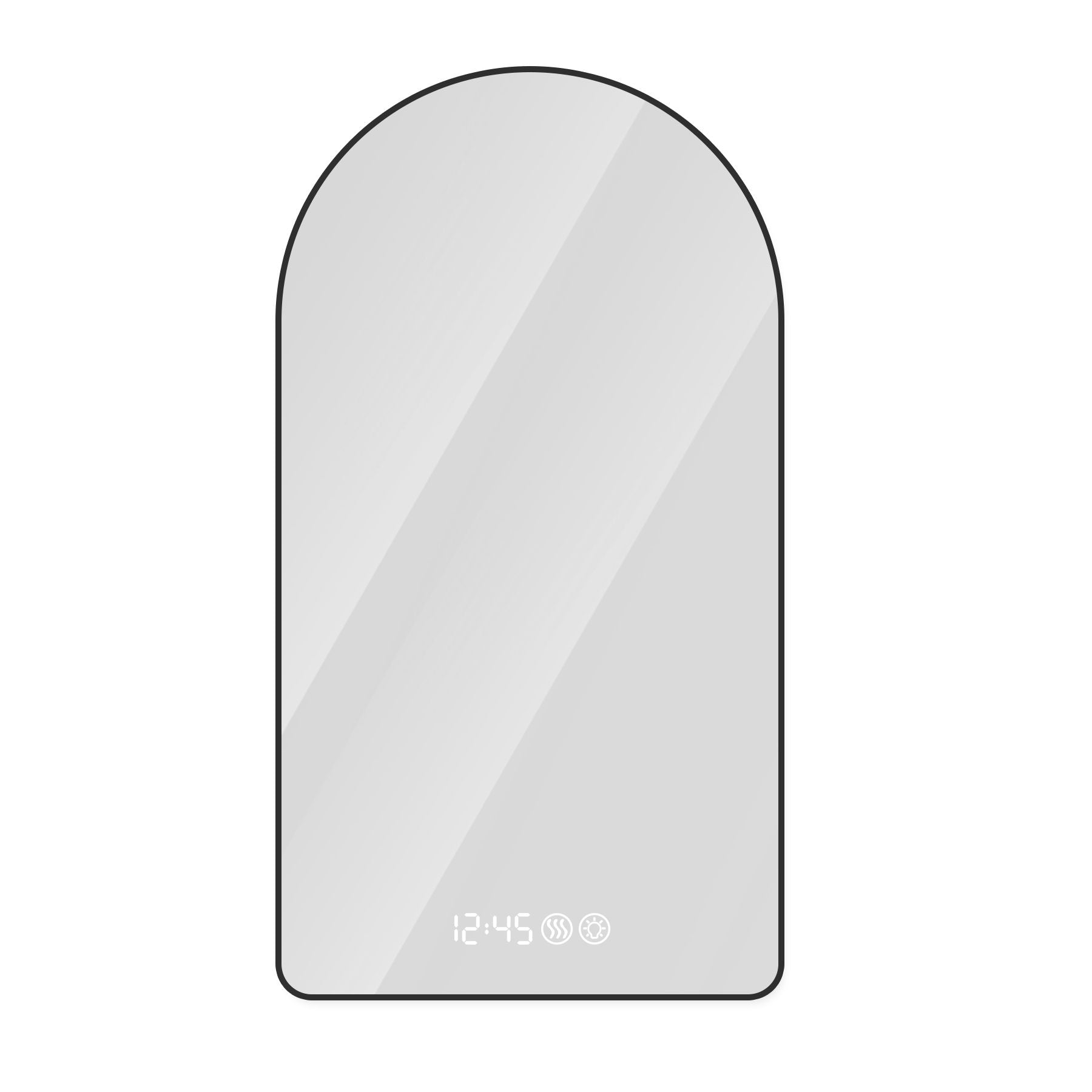 Modern Arched LED Bathroom Mirror With Time And Temperature Display, Anti Fog, Dimmable Light - Black - Best Buy Furniture