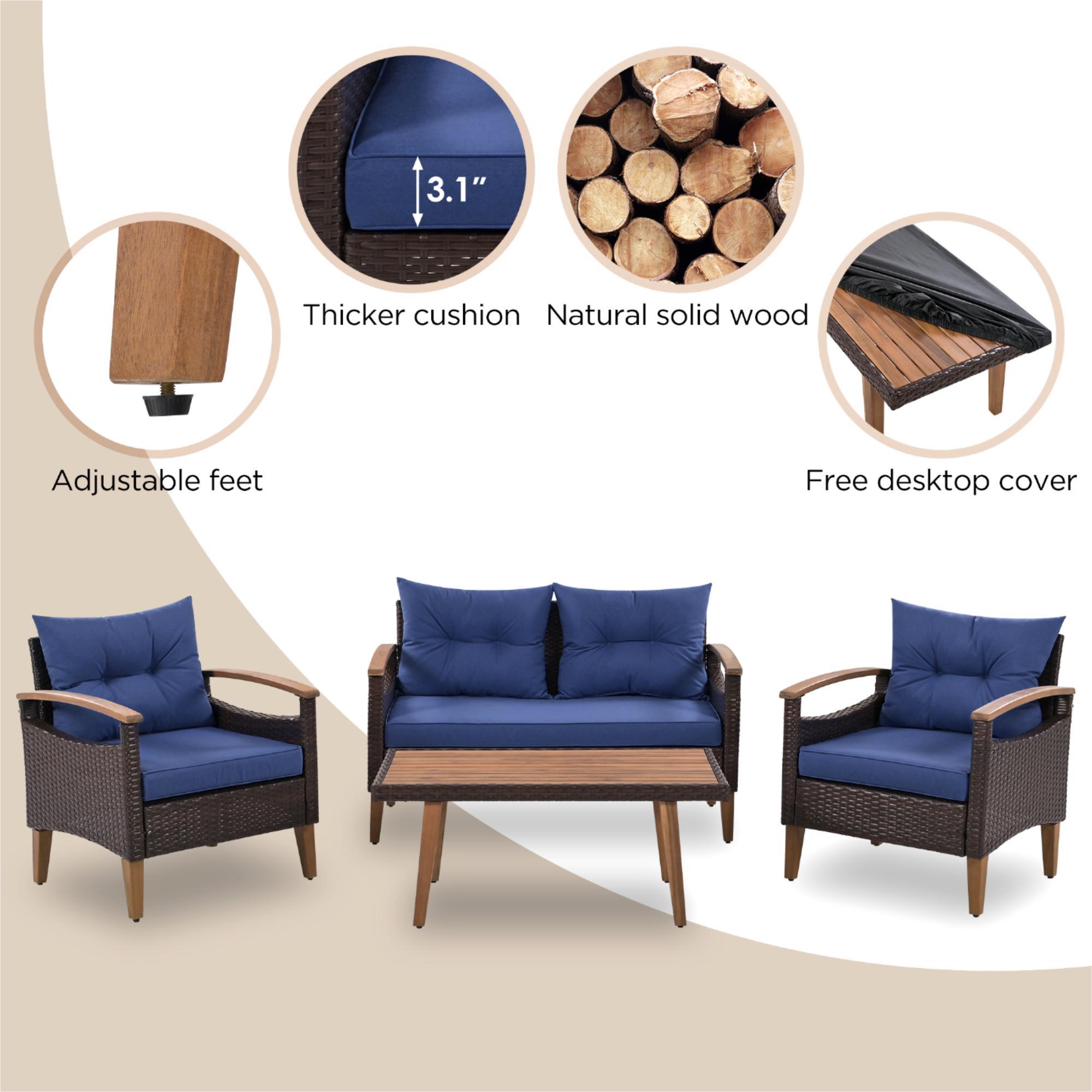 4 Piece Garden Furniture, Patio Seating Set