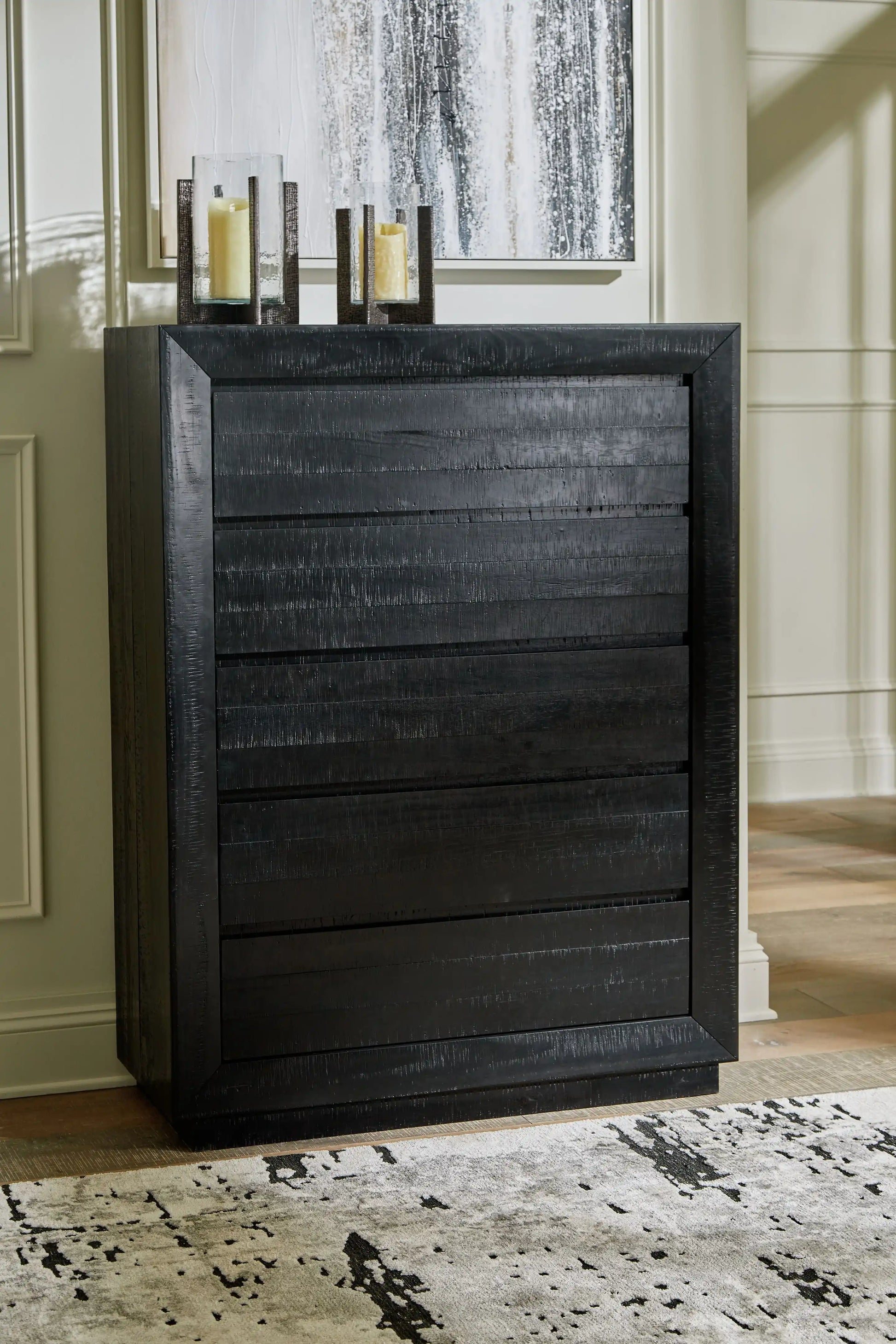Londer - Five Drawer Chest - Black - Best Buy Furniture
