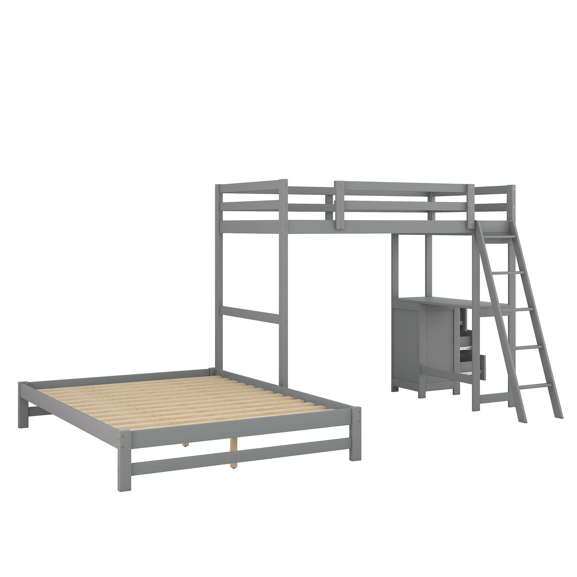 Bunk Bed With Built In Desk And 3 Drawers