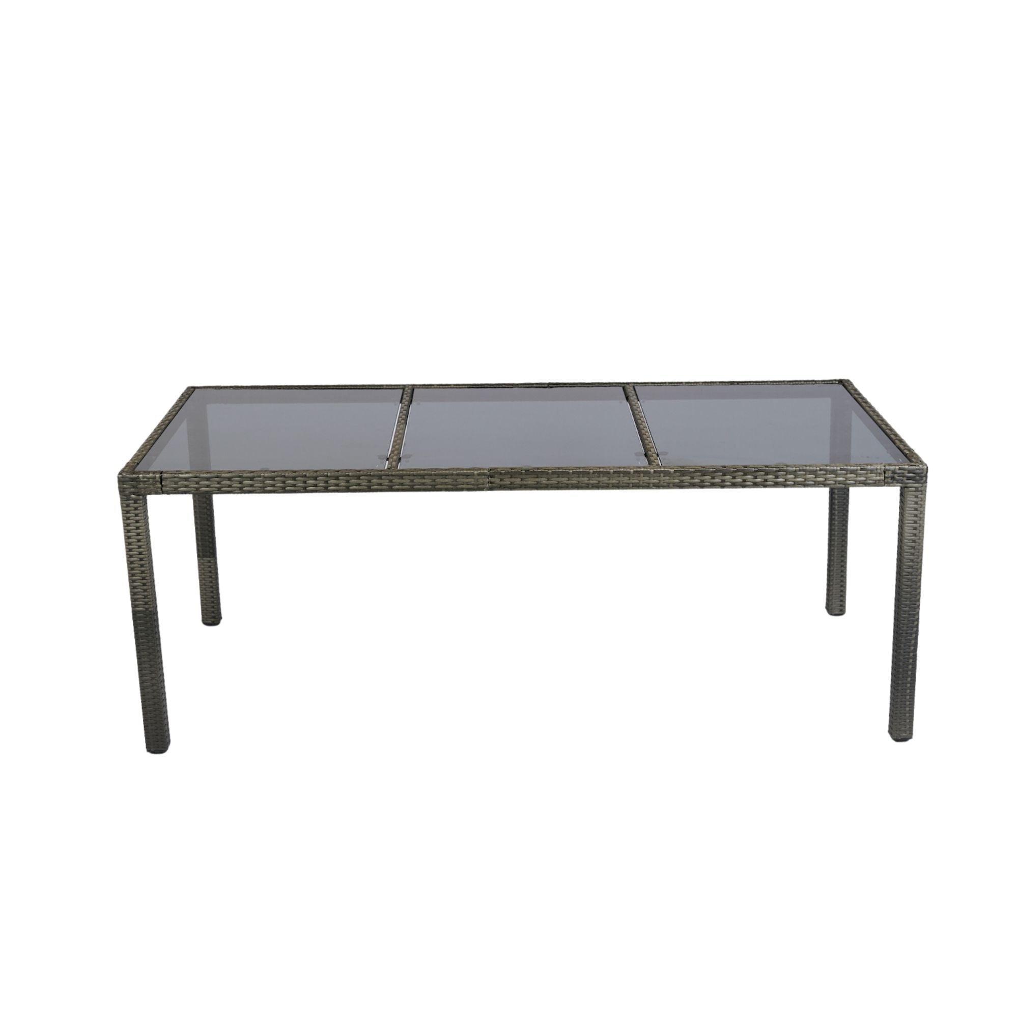 9 Piece Outdoor Patio Wicker Dining Set Patio Wicker Furniture Dining Set Glass Top - Gray / Black