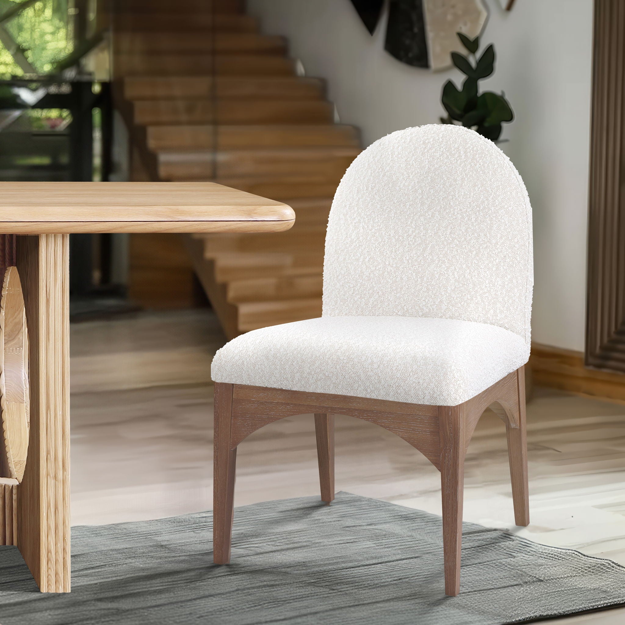 Waldorf - Boucle Dining Side Chair With Natural Legs - Best Buy Furniture