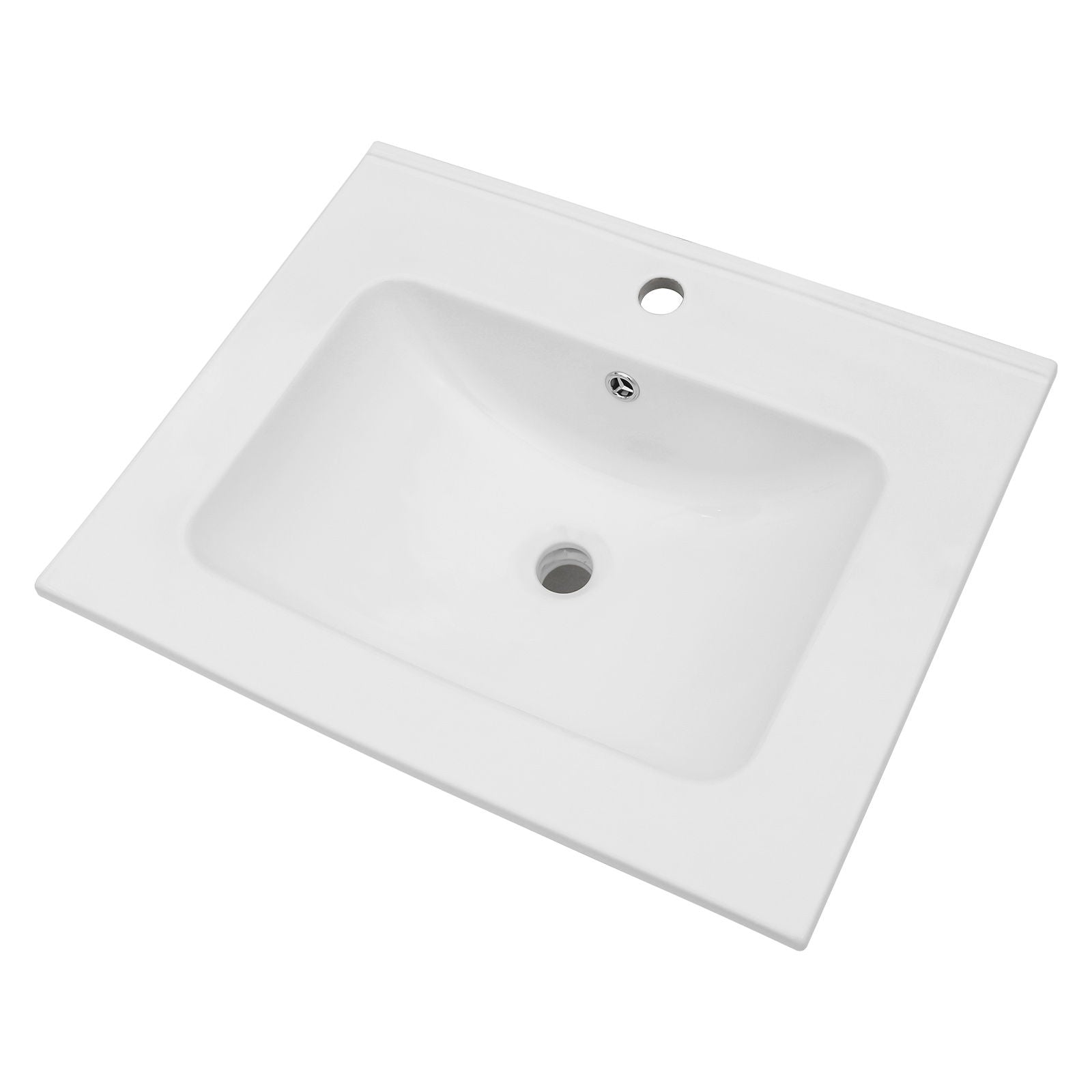 Rectangular Single Vanity Top With 1 Faucet Hole And Overflow Ceramic