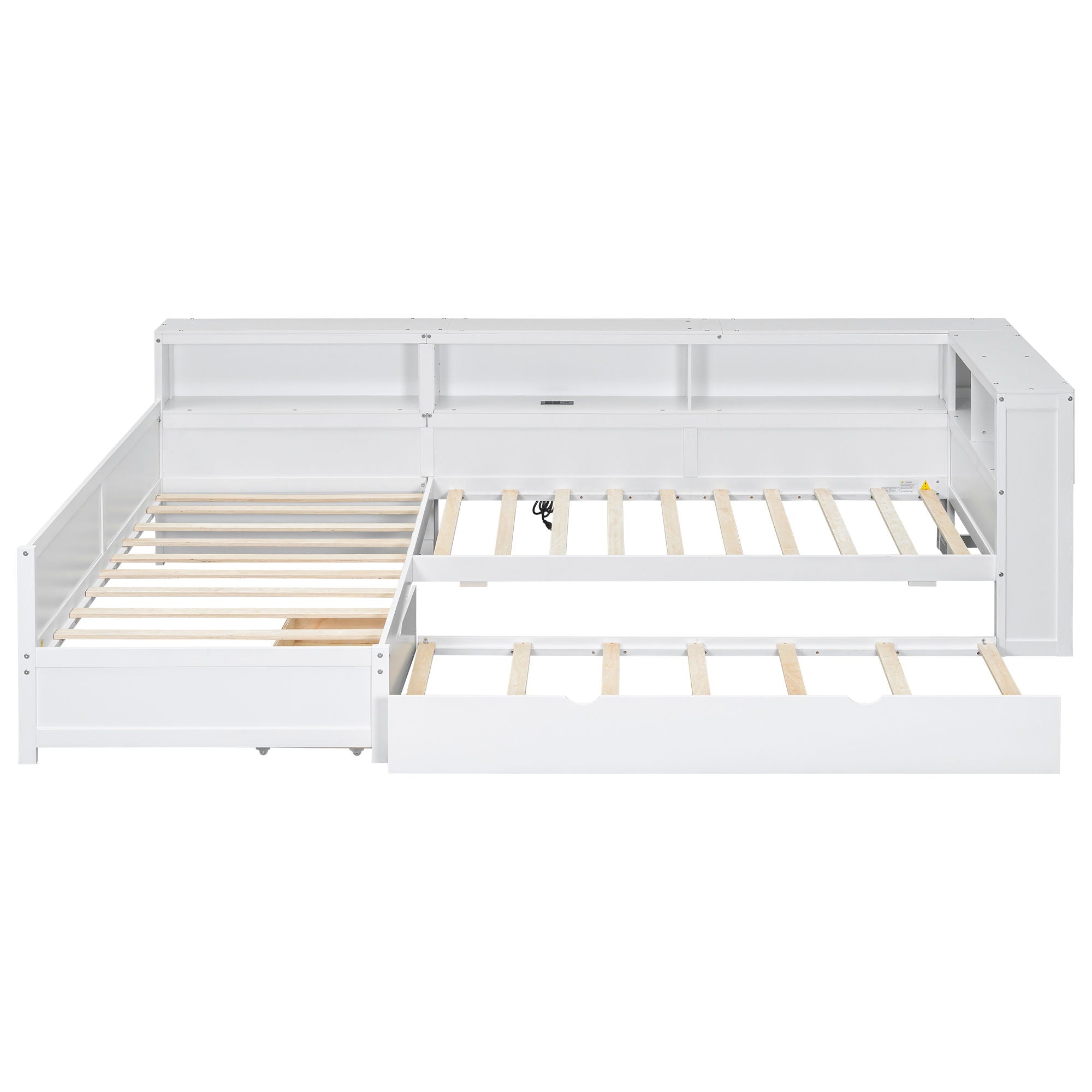 L Shaped Platform Bed With Trundle And Drawer