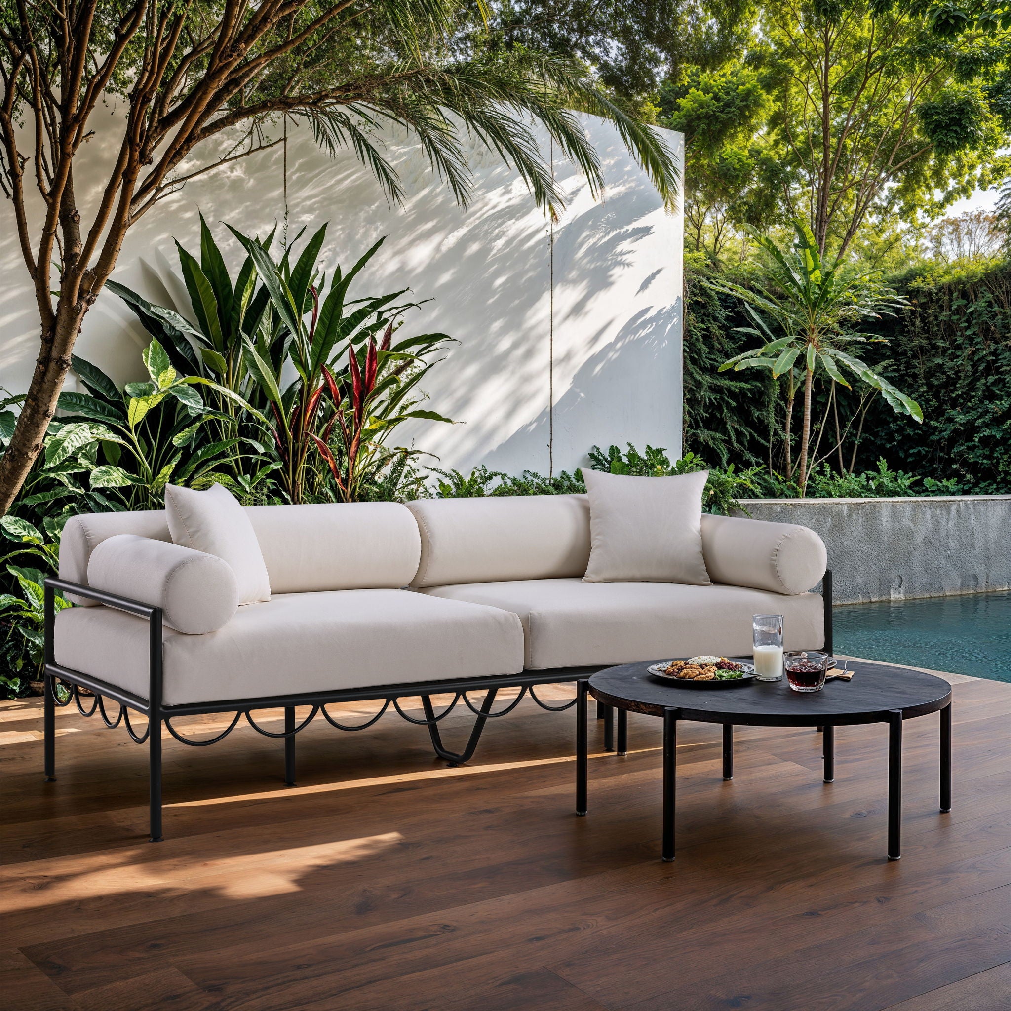 Portofino - Resilient Water Repellent Fabric 85.75" Upholstered Outdoor Patio Sofa