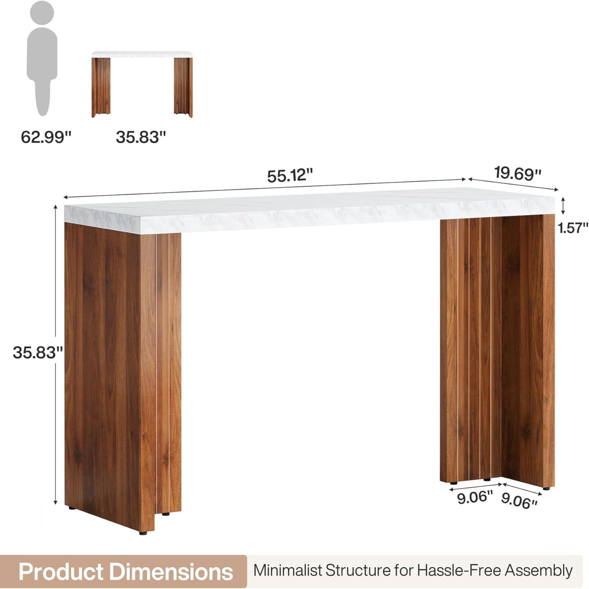Home Bar Height Table For Kitchen - Brown / White