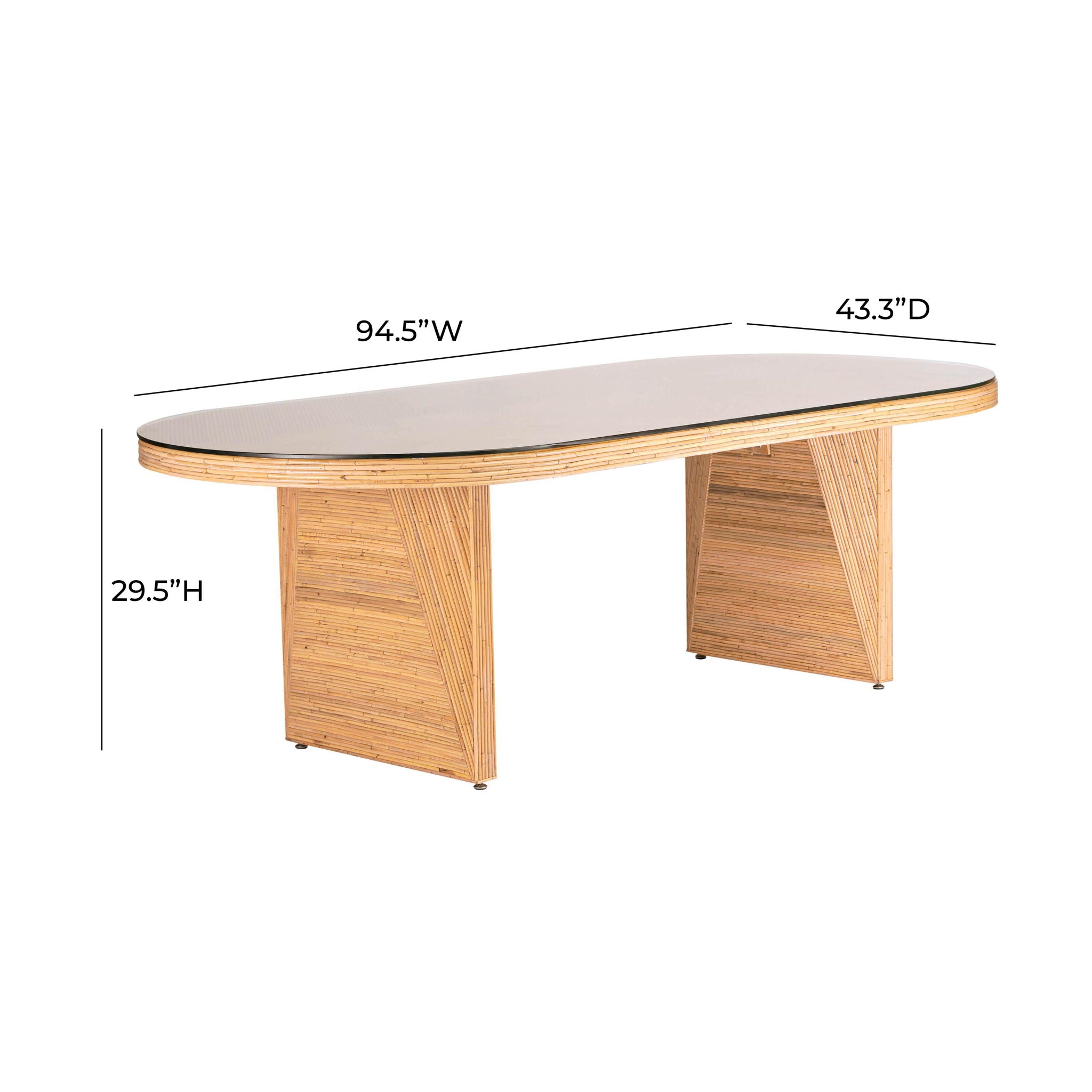 Caren - Rattan and Glass Oval Dining Table - Natural