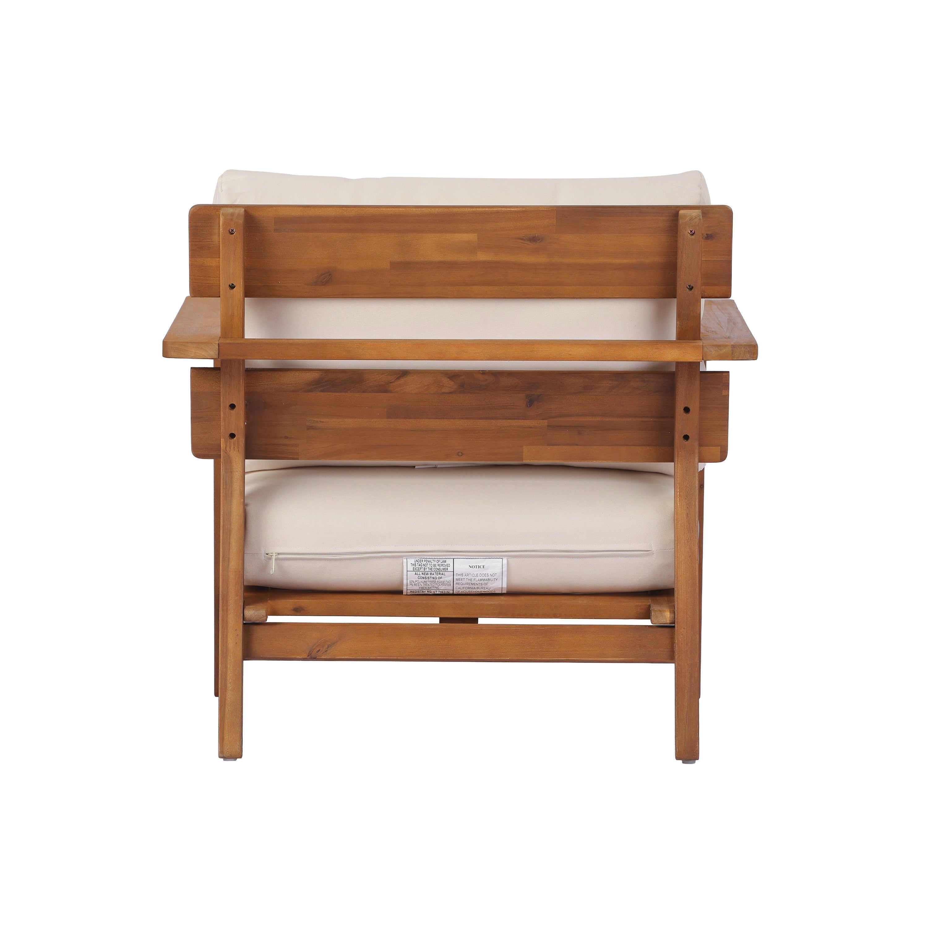 29.5' Mid-Century Modern Acacia Wood Outdoor Club Chair