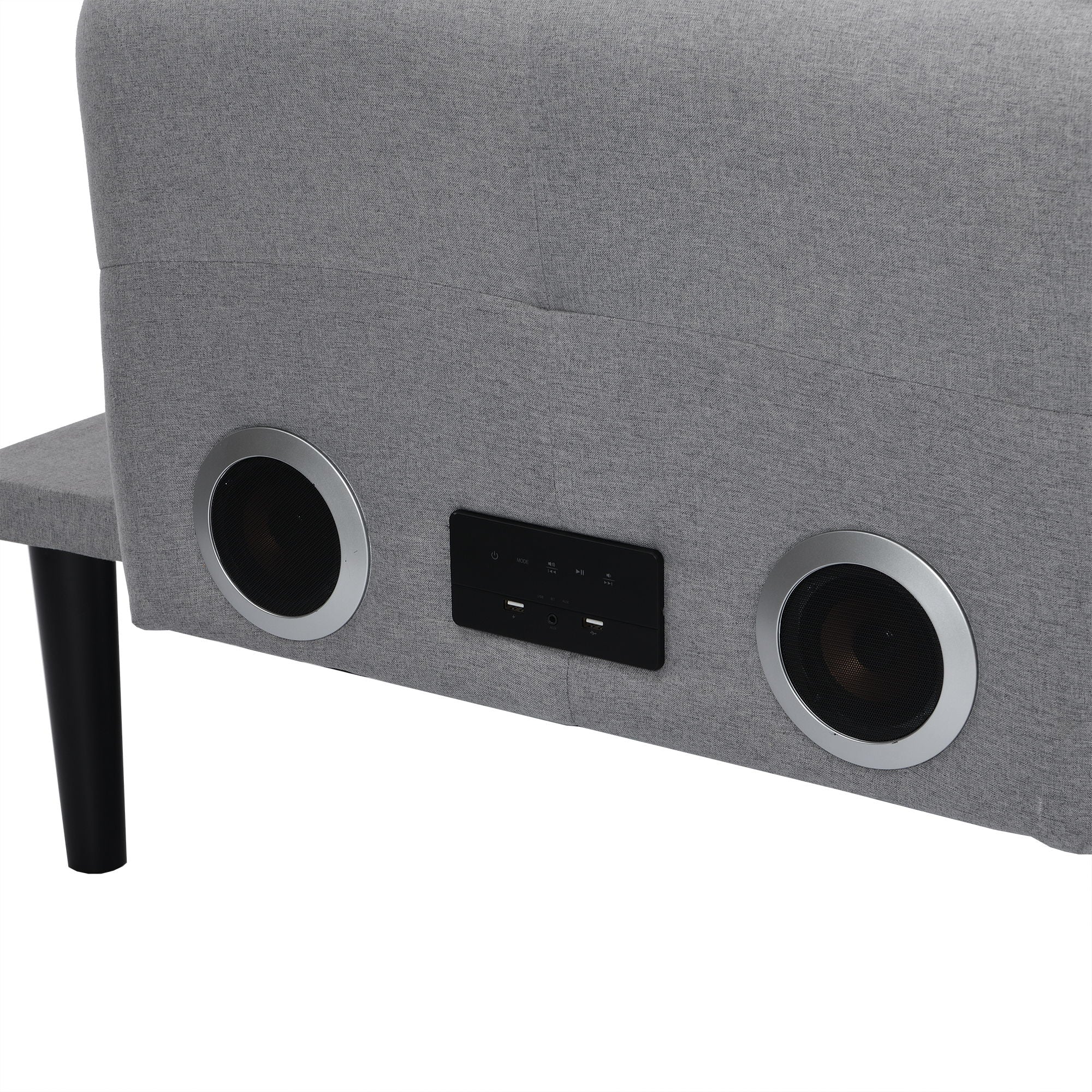 Modern Folding Ottoman Sofa Bed With Stereo System - Gray