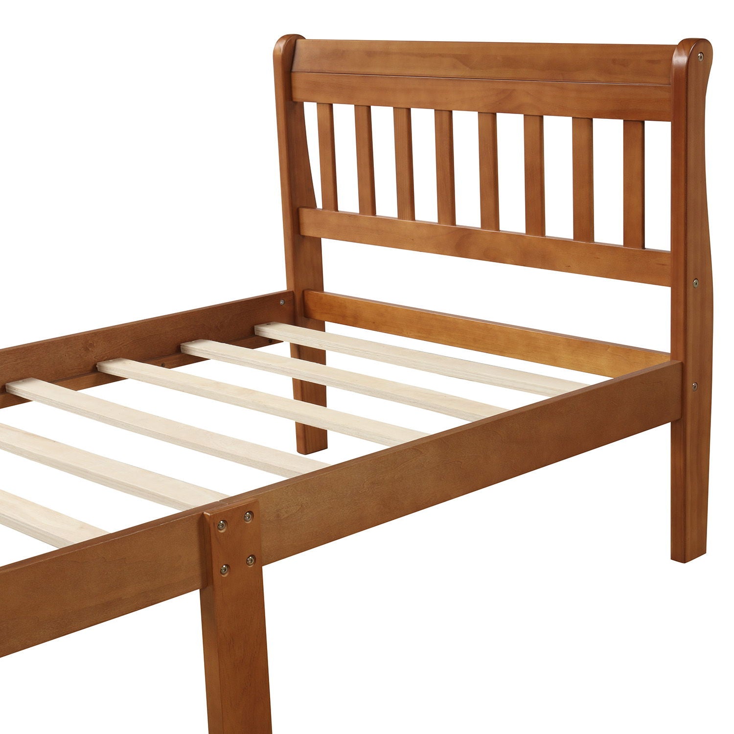 Platform Bed, Mattress Foundation Sleigh Bed With Headboard, Footboard, Slat Support
