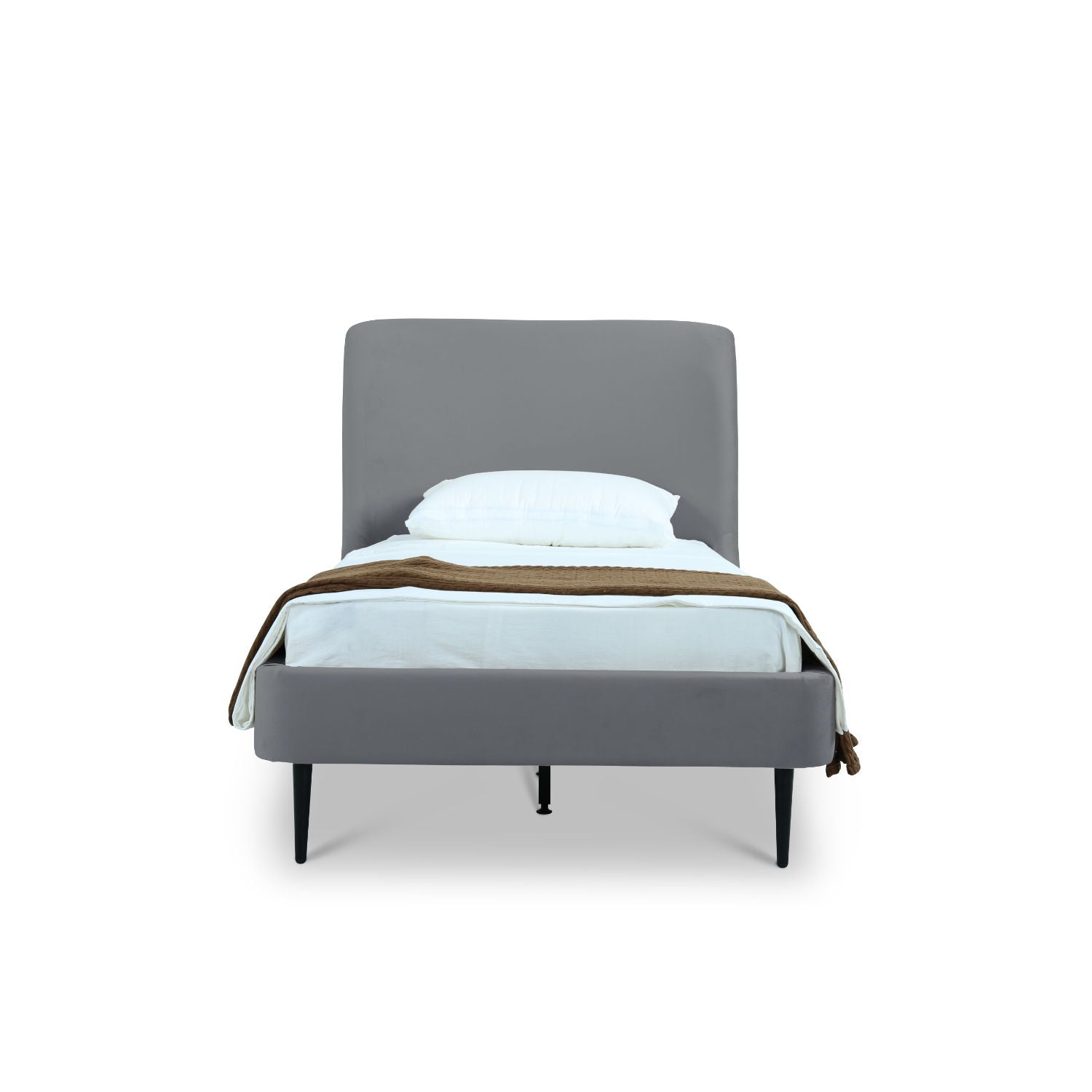 Twin Bed With Curved Headboard - Gray / Black