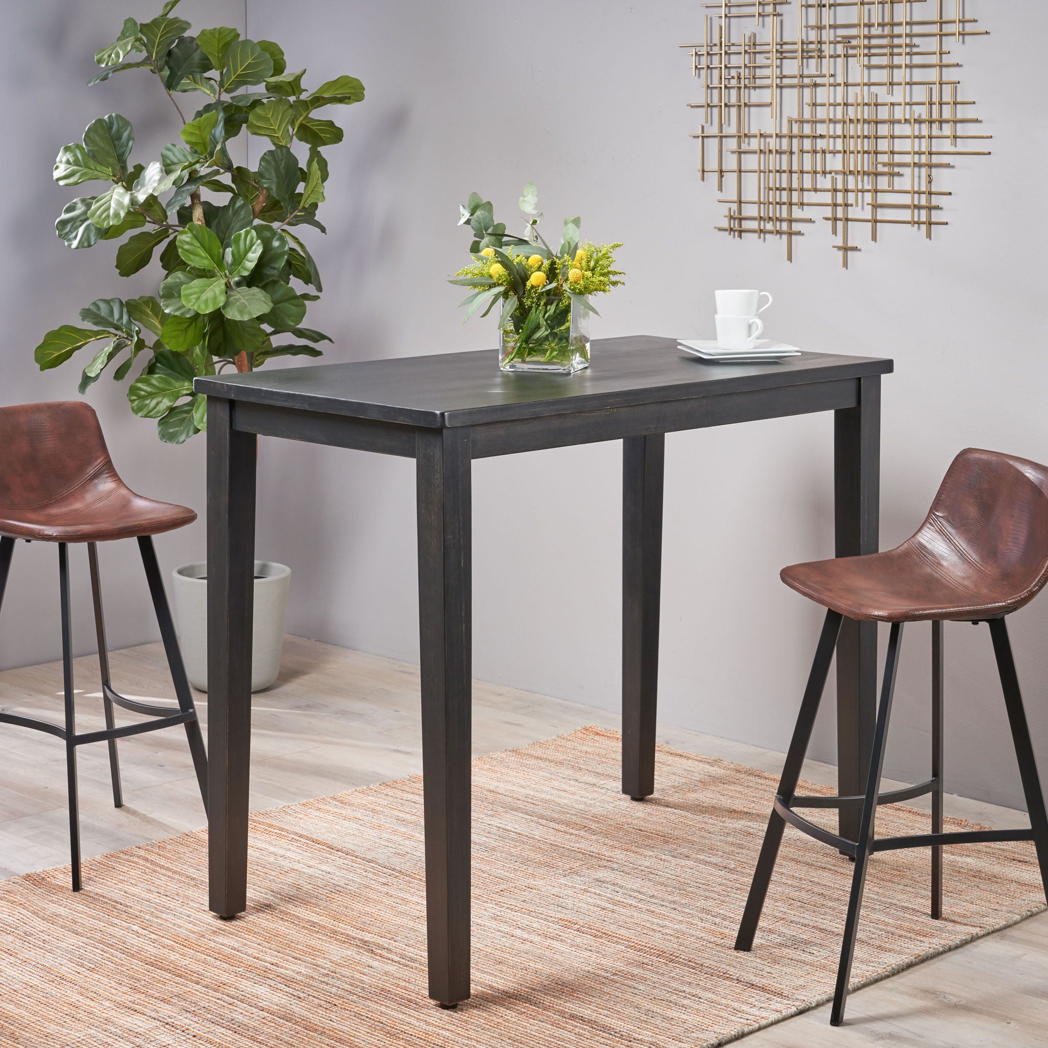 Bar Table With Tapered Legs - Gray