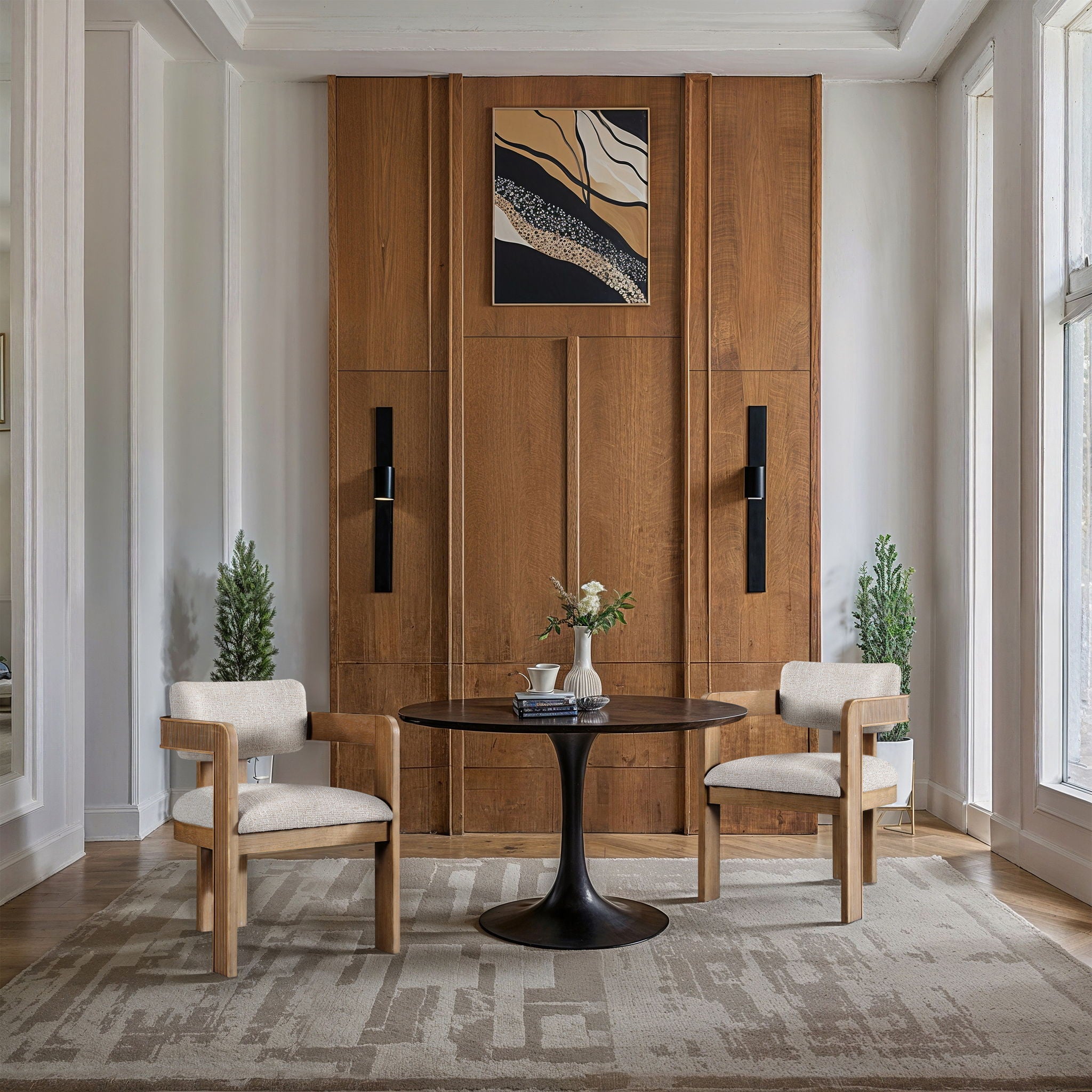 Sacha - Linen Dining Chair With Natural Base (Set of 2)