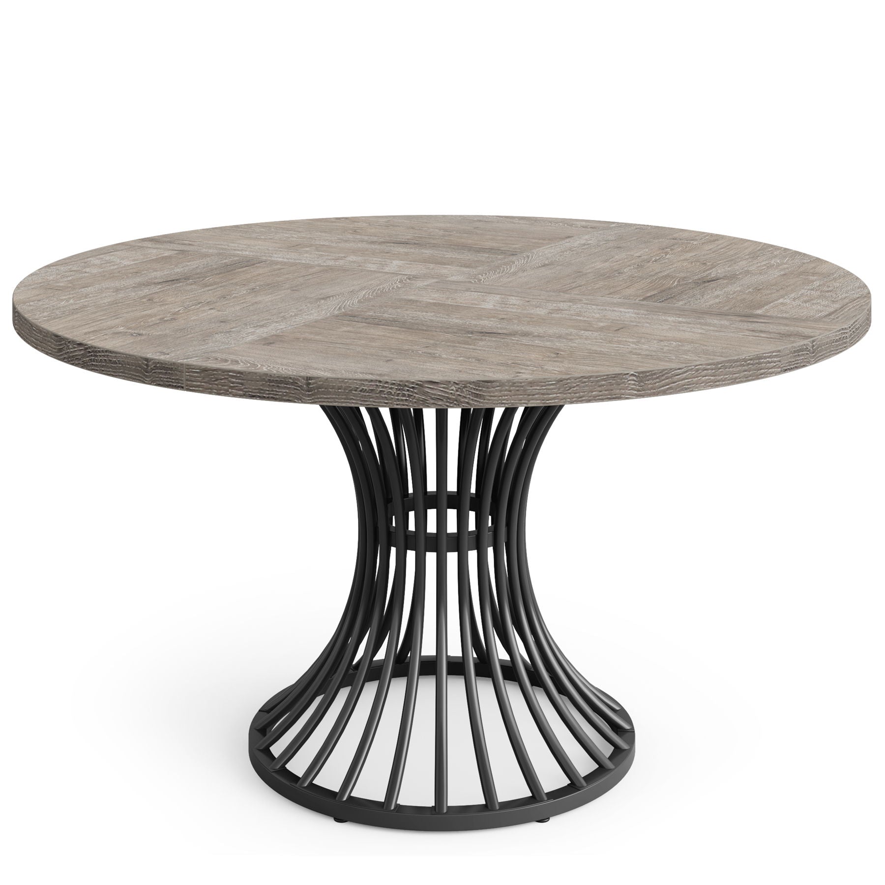 Round Dining Table For 4 - 6, (Table Only) - Gray / Black