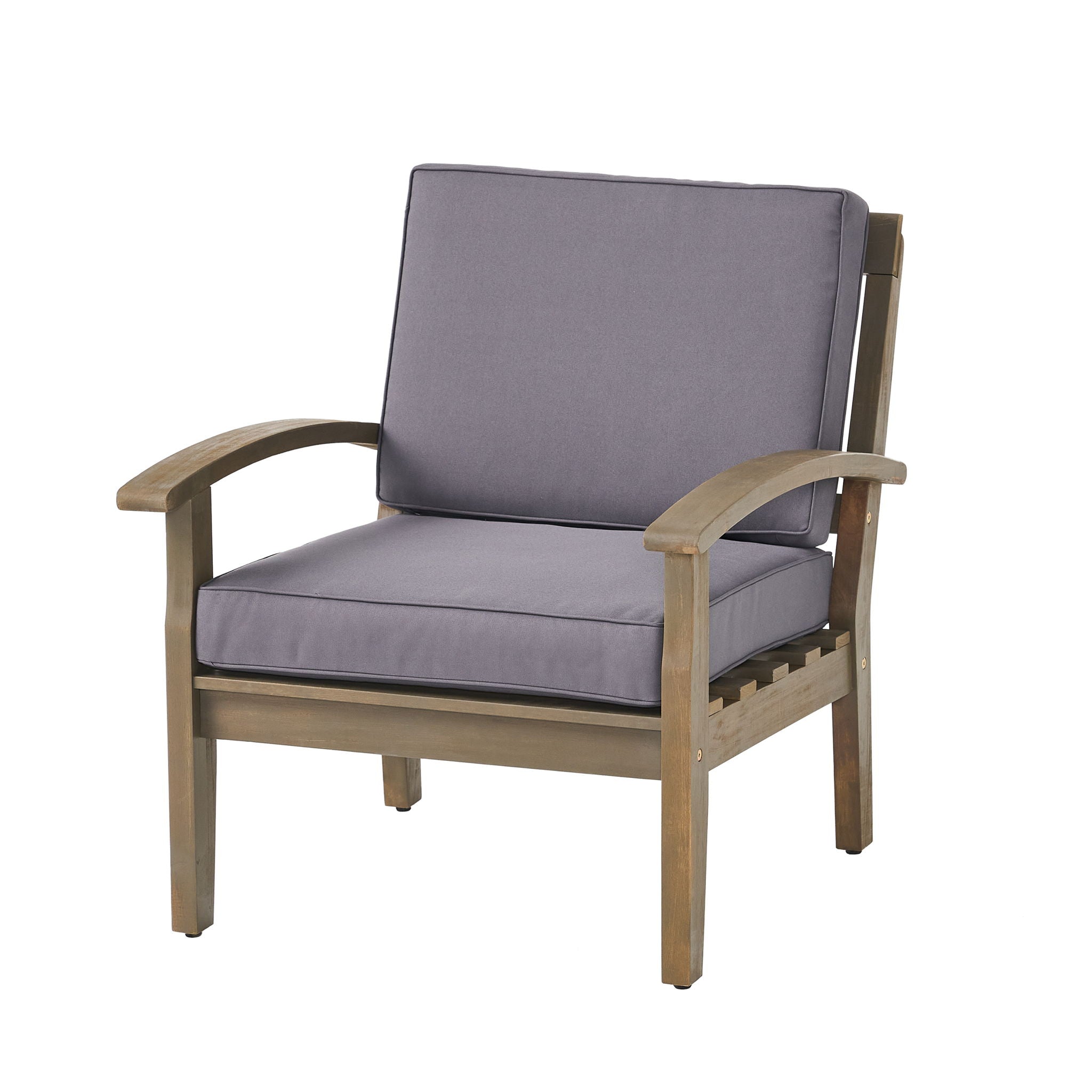 Peyton Club Chair Outdoor Seating Dark Gray Acacia Wood 32.25 X 28.00 X 31.25"