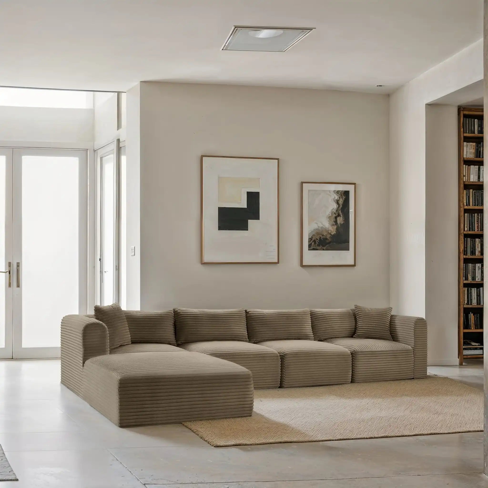 Shaggy - Fabric 5 Piece Modular Sectional With Ottoman