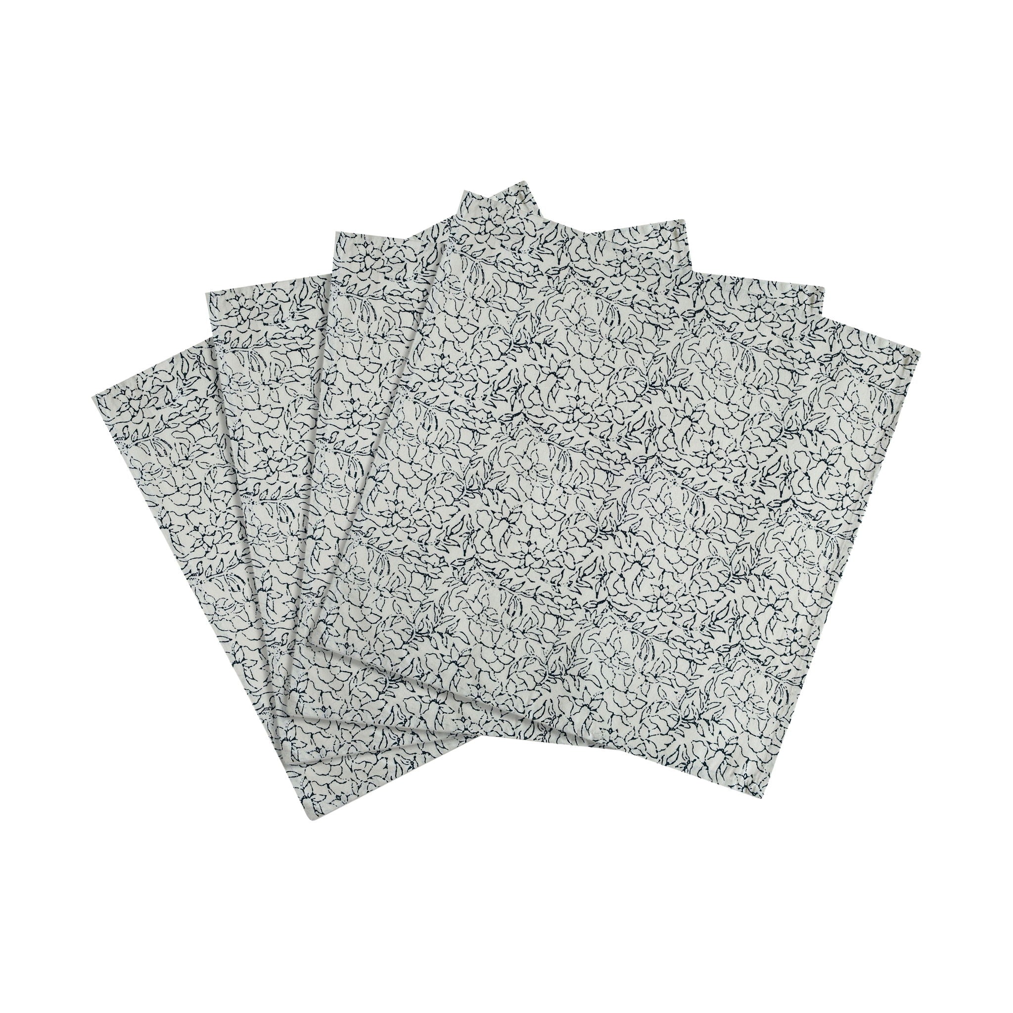 Crissy - Cotton Canvas Printed Napkins (Set of 4) - Inked