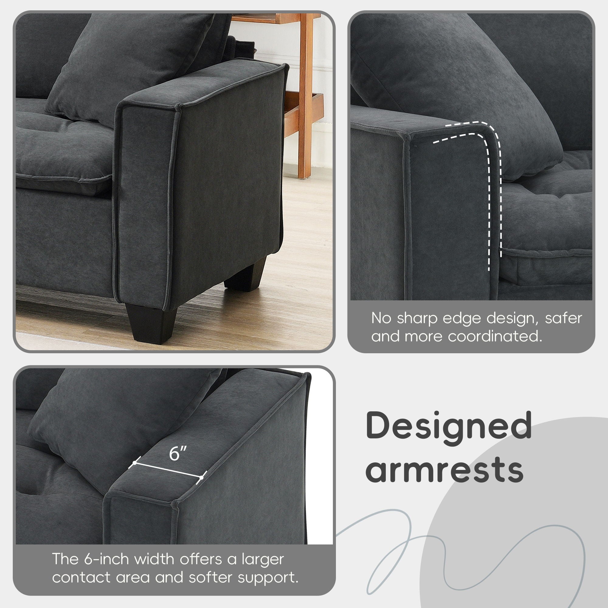 Modern Convertible Sectional L Shaped Reversible Couch Set With Free Pillows 4 Seat Suede Sleeper Sofa With Ottoman