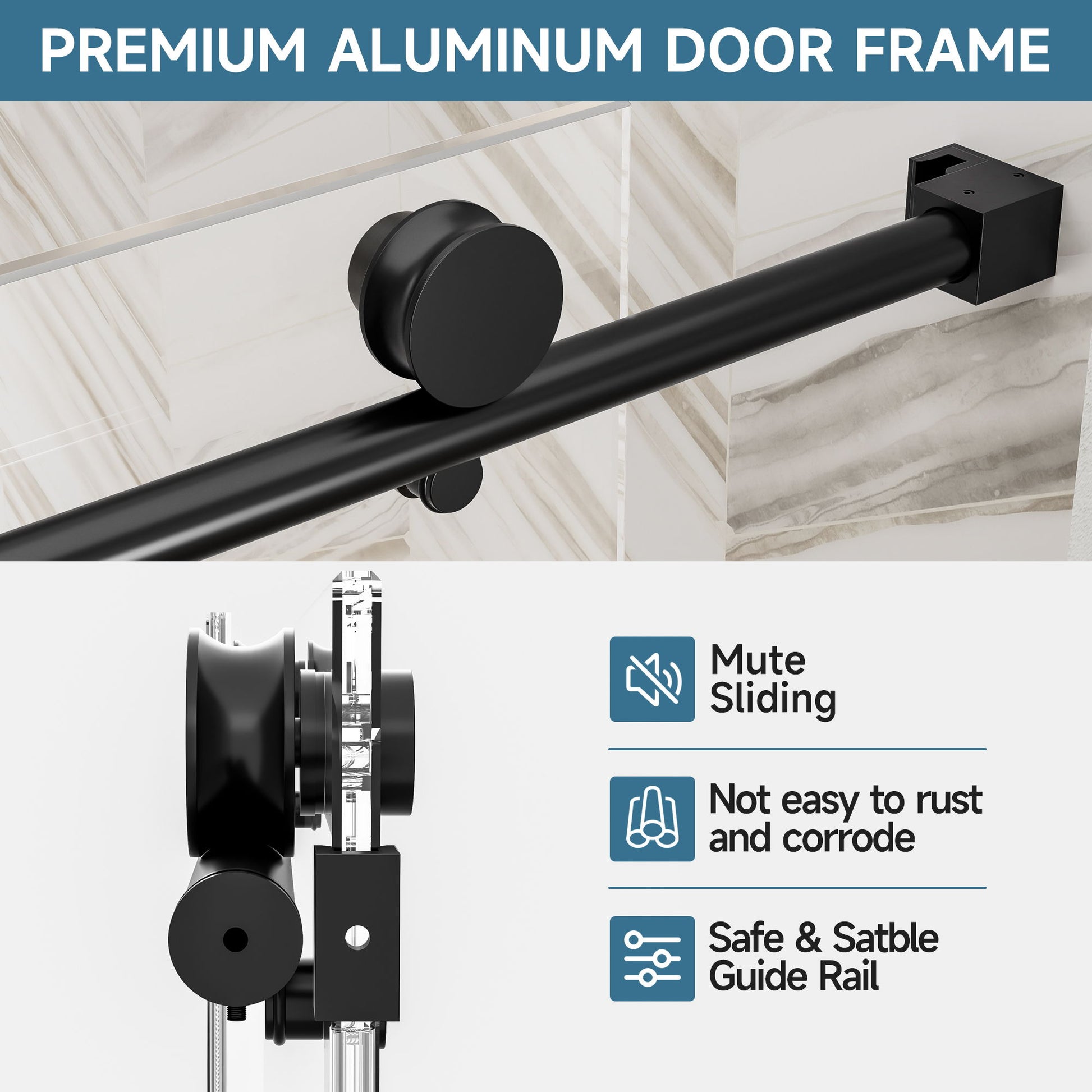 Frameless Single Sliding Shower Door With Soft Close, 5 / 16" Clear Nano Coated Tempered Glass, 60" X 60" - Matte Black - Best Buy Furniture