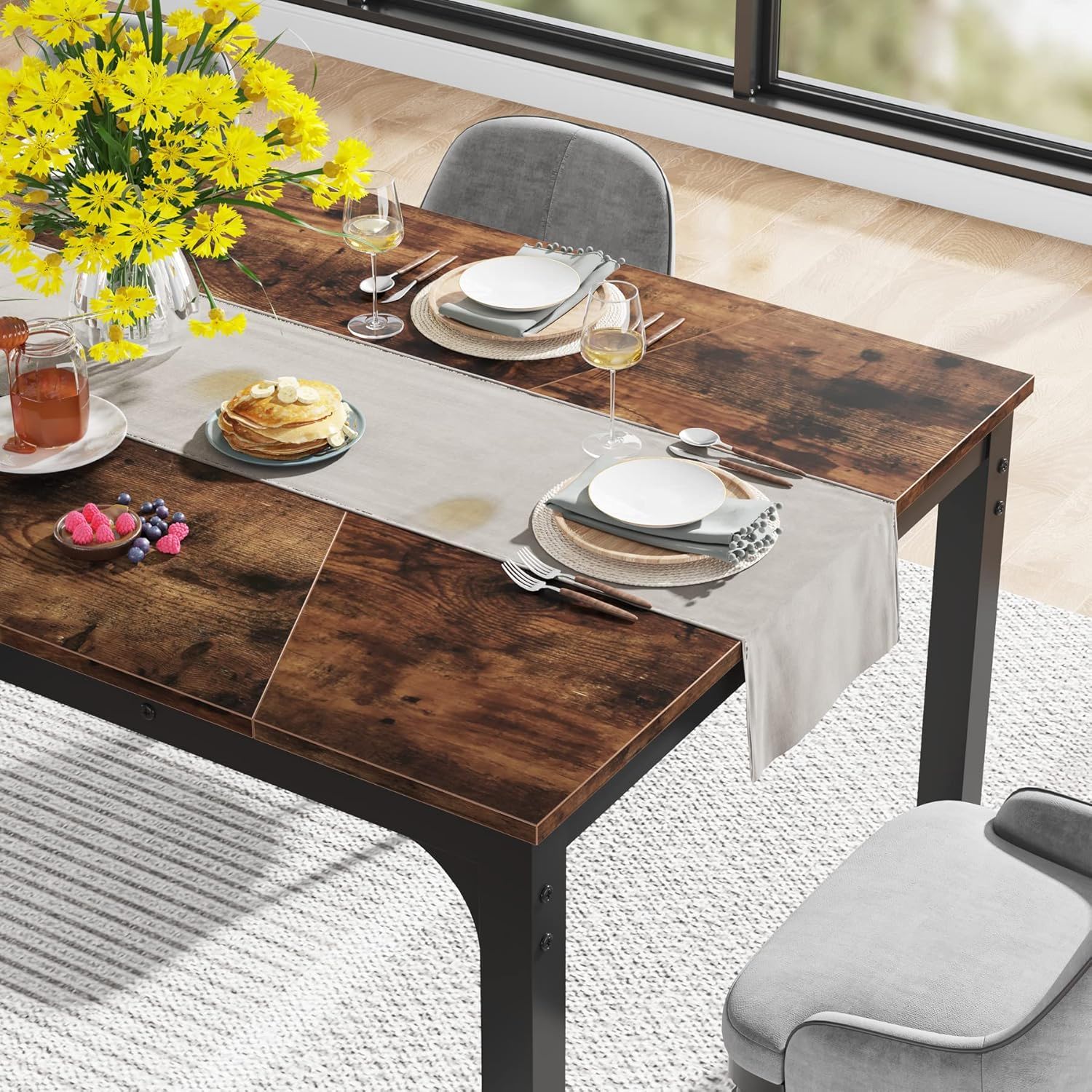 Rectangular Kitchen & Dining Room Table - Brown / Black