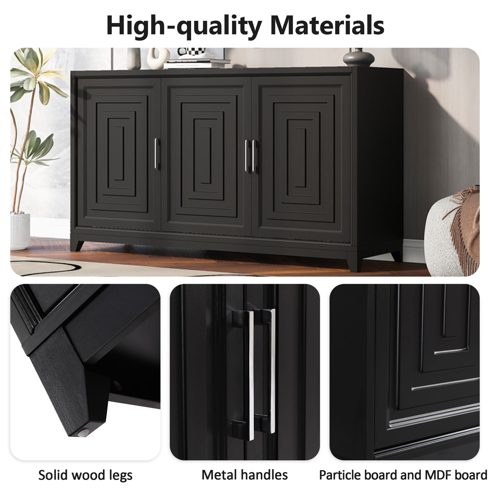 TV Stand For TVs Up To 65", Modern Entertainment Center Media Console Cabinet With 2 Spacious Storage Space