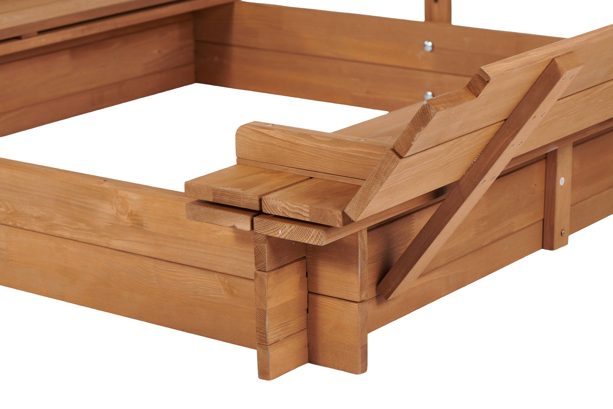 Kids Sandbox With Adjustable Cover, Sand Box With 2 Foldable Bench Seats, Outdoor Sandpit For Backyard Play - Light Brown