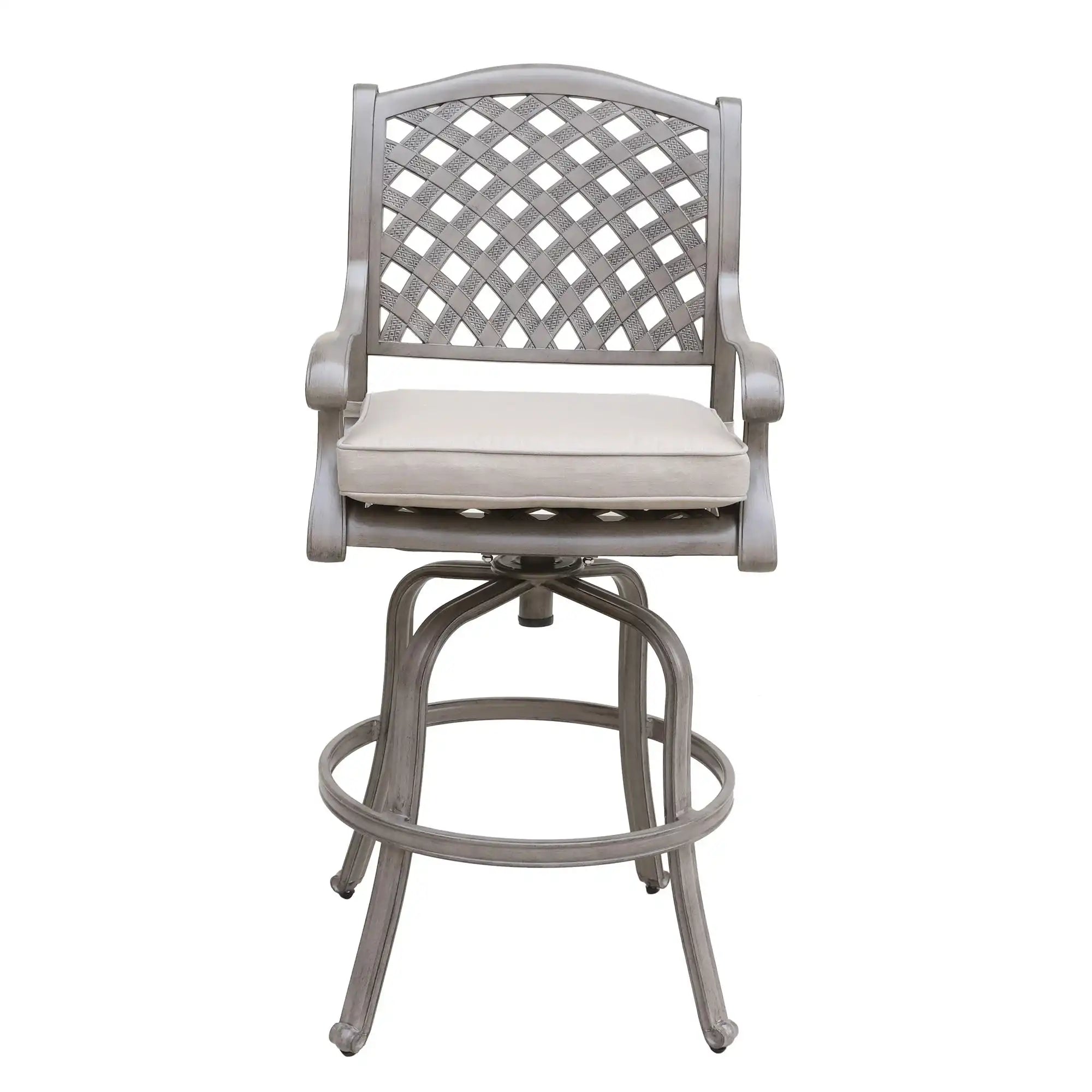 Cast Aluminum Bar Stool With Cushion (Set of 2) - Gray