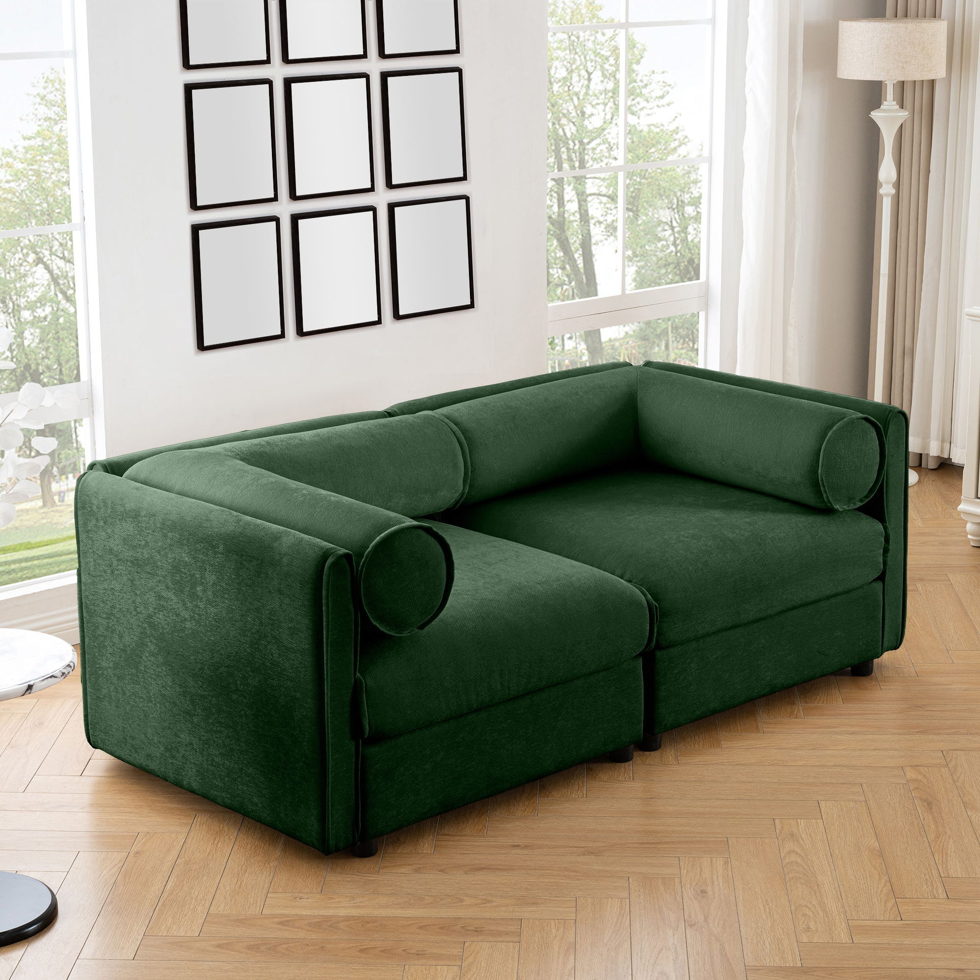 Stylish Chenille Sofa With Storage Seat And Cylindrical Backrest - Best Buy Furniture