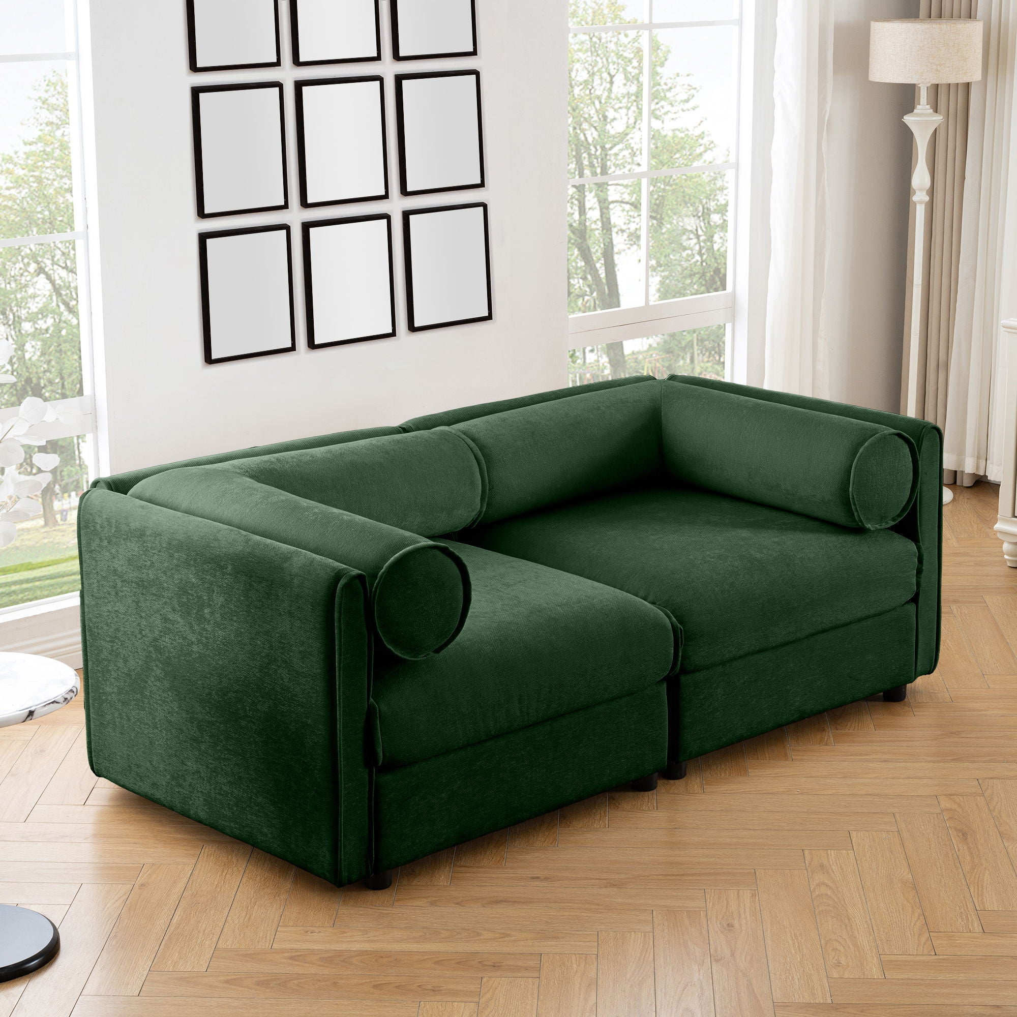 Stylish Chenille Sofa With Storage Seat And Cylindrical Backrest - Best Buy Furniture