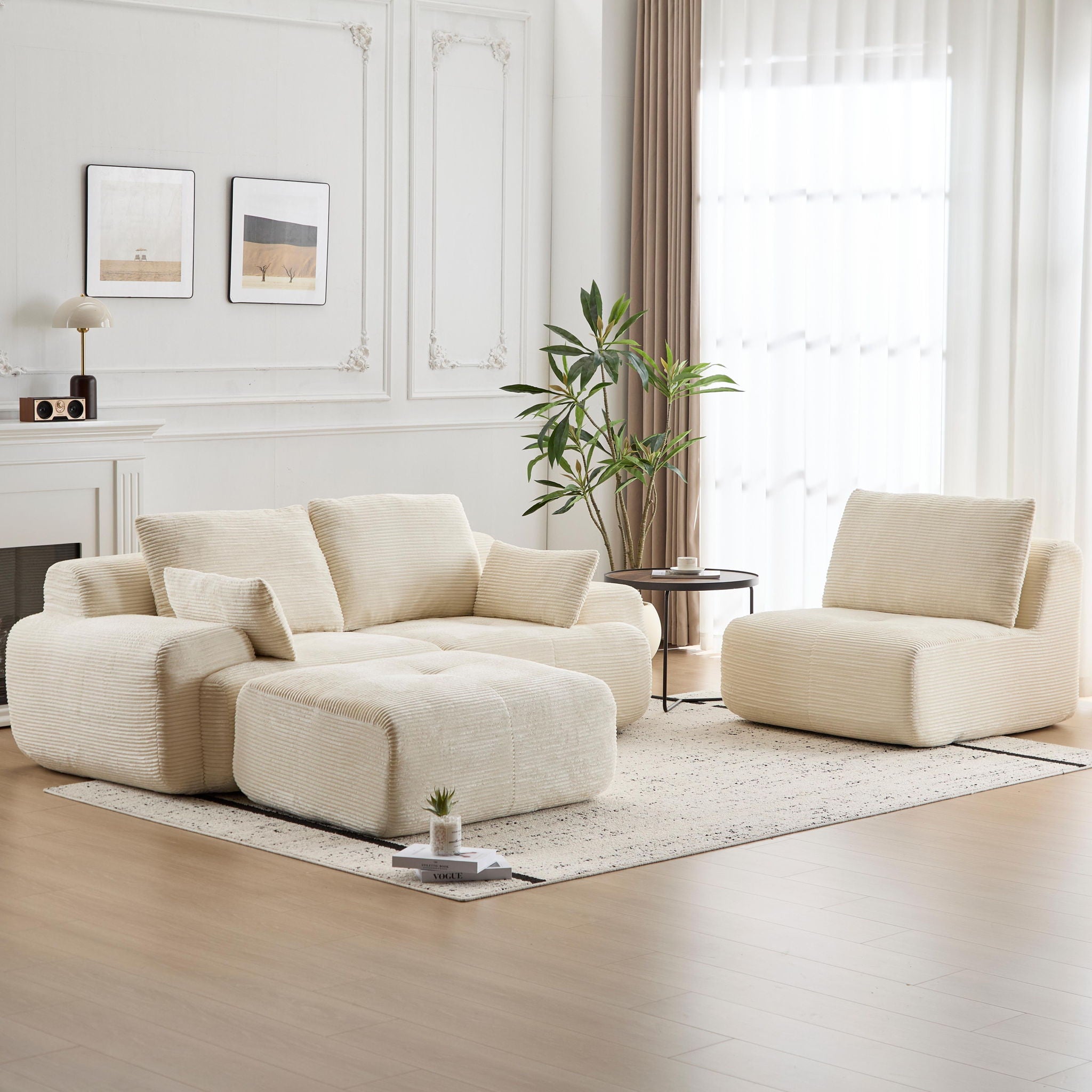Compressed Sofa, Large Sectional Couches For Living Room - Beige