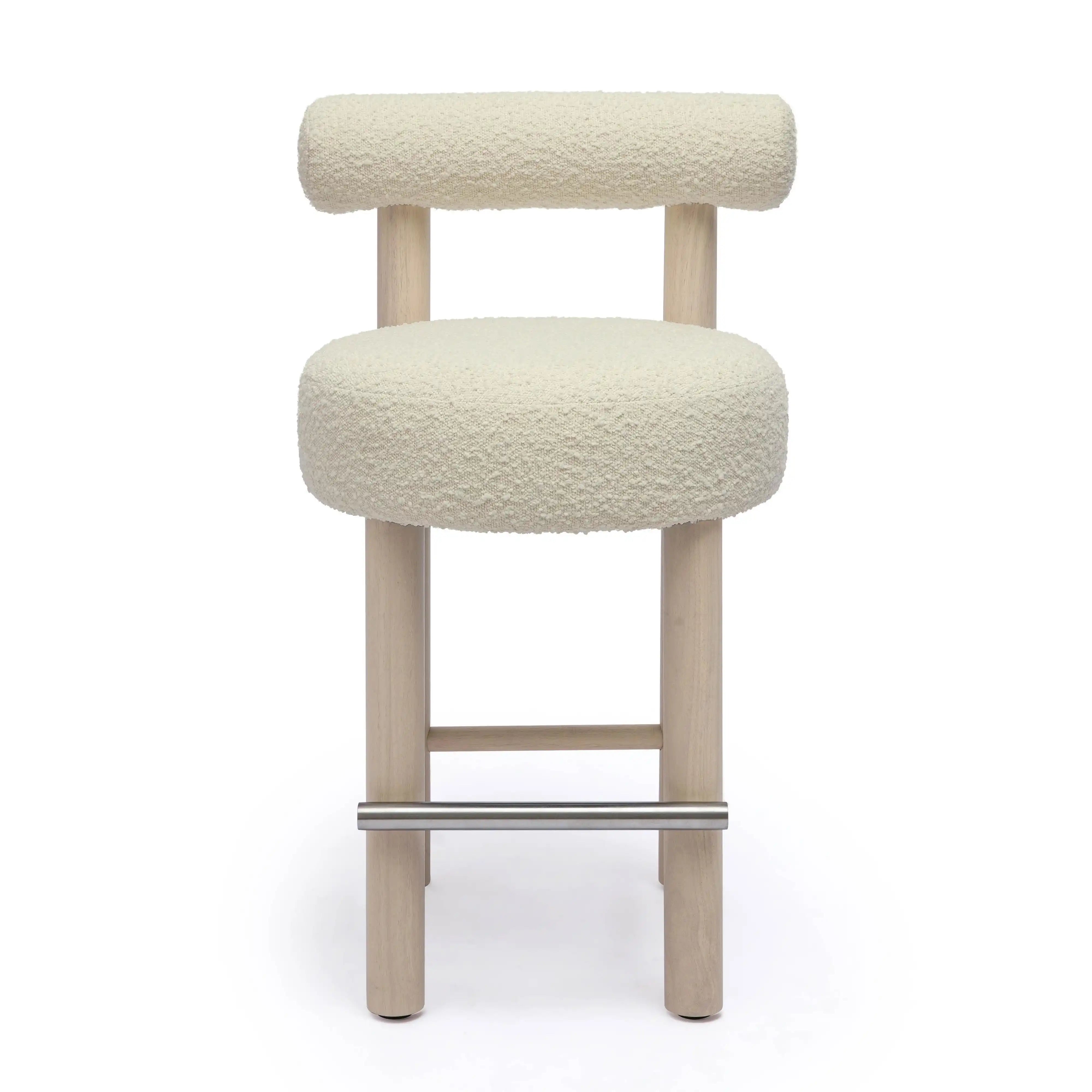 Carmel - Boucle and Solid Wood Counter Stool