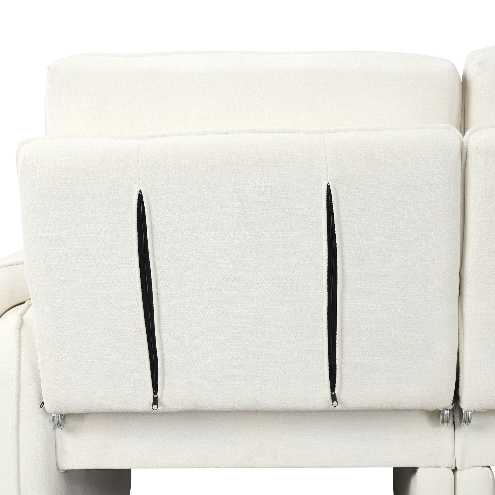 Convertible Futon Sofa Bed With Adjustable Backrest, Reversible Chaise Lounge And 2 Removable Armrest Pillows
