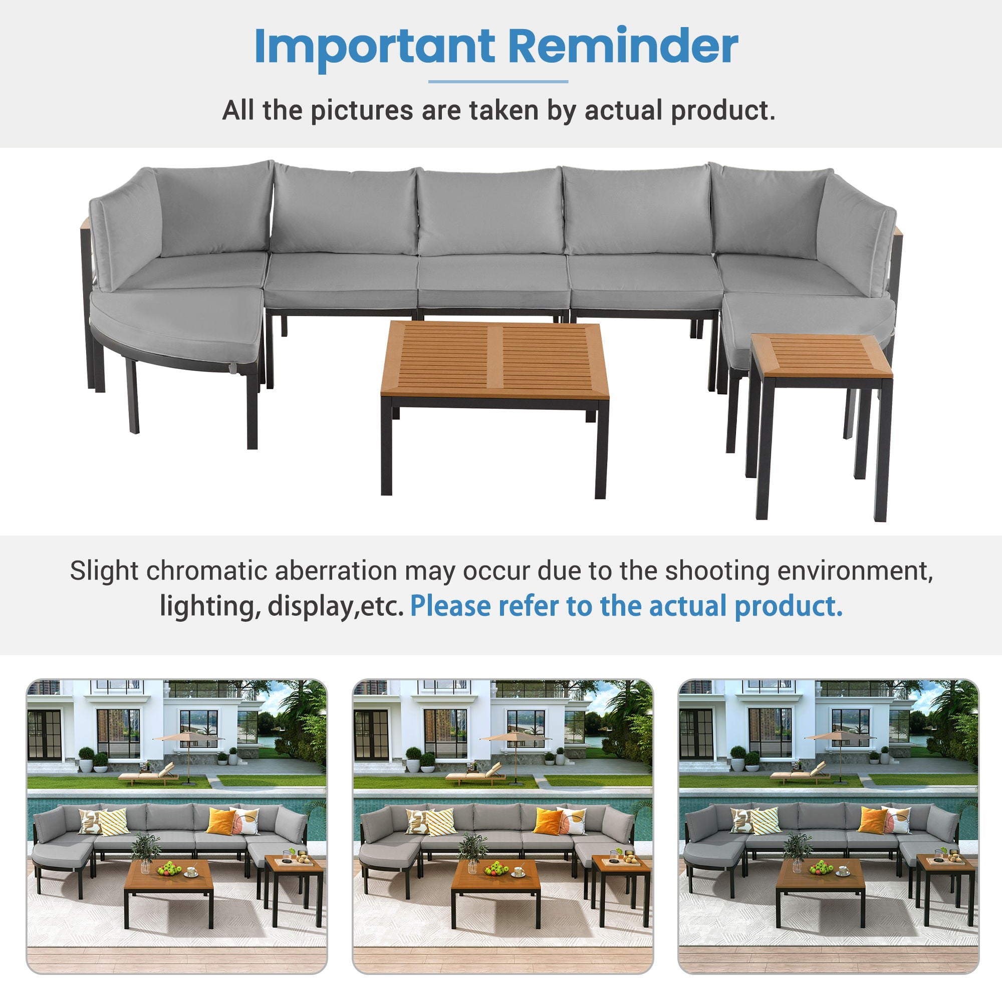 Outdoor Sectional Sofa Set Patio Seating Group With Cushions