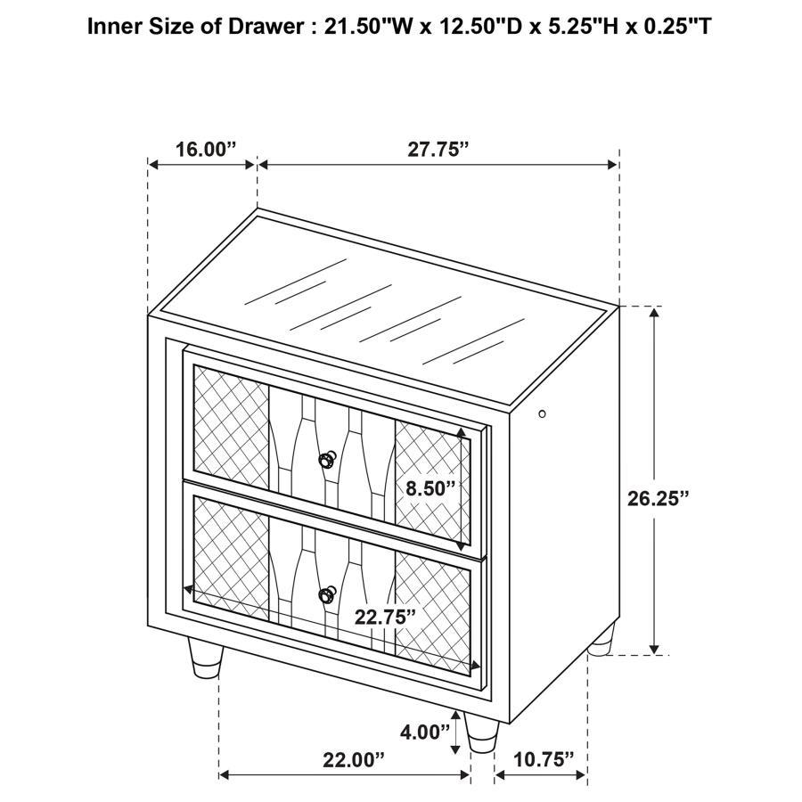 Lorient - 2-Drawer LED Nightstand With USB - Ivory And Camel
