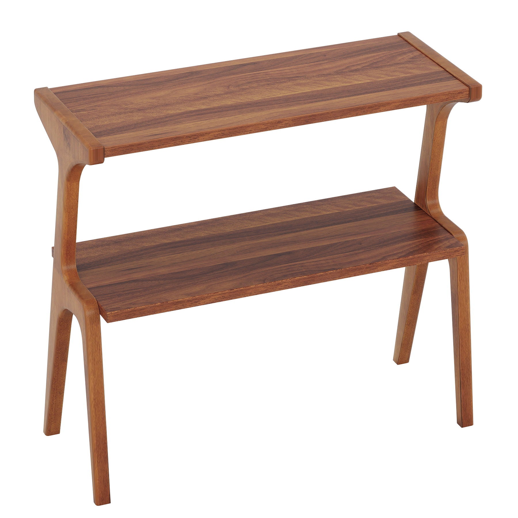 Narrow End Table With 2 Tier Shelf - Cherry
