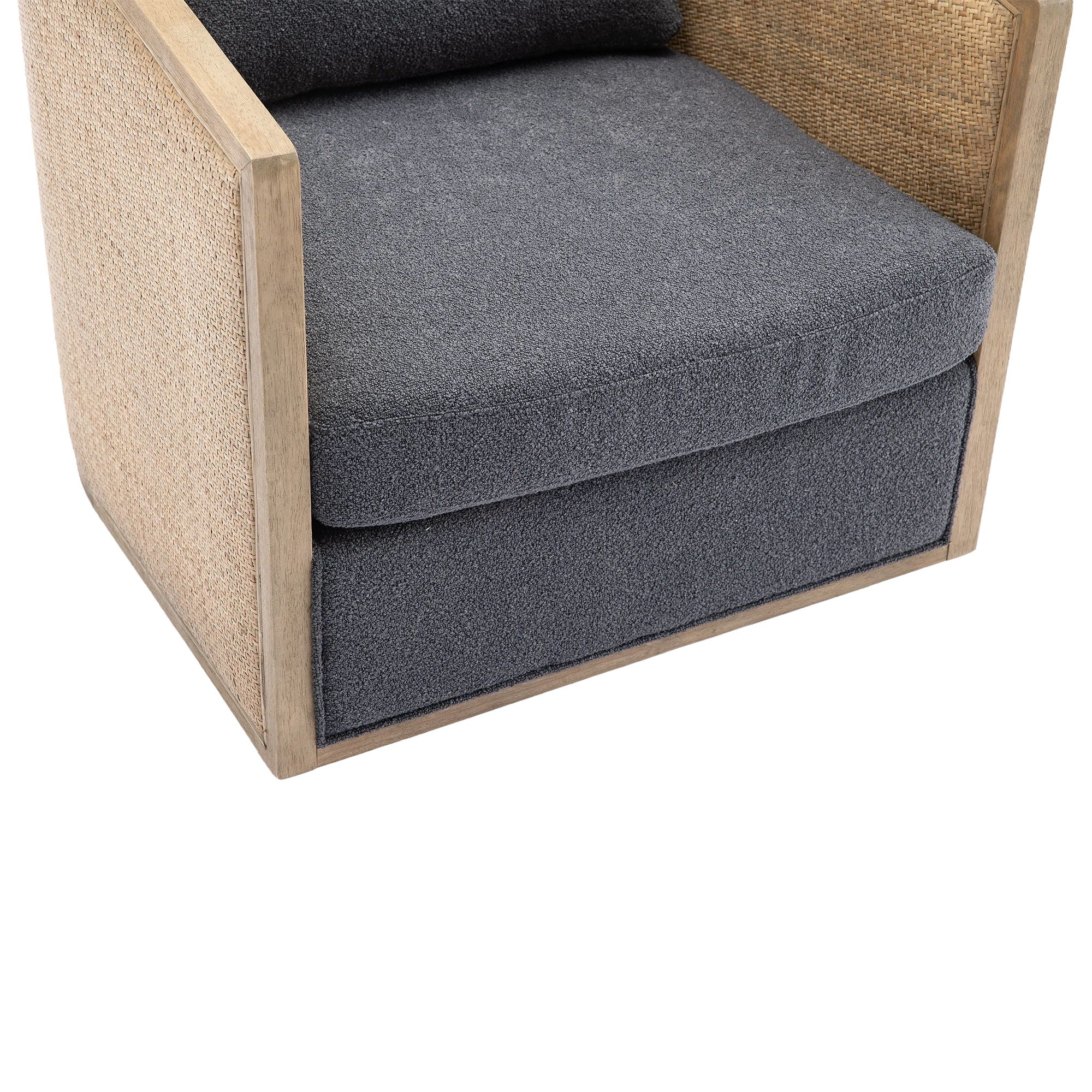 Barrel, Comfy Round Accent Sofa Chair With 360 Degree Swivel, Leisure Arm