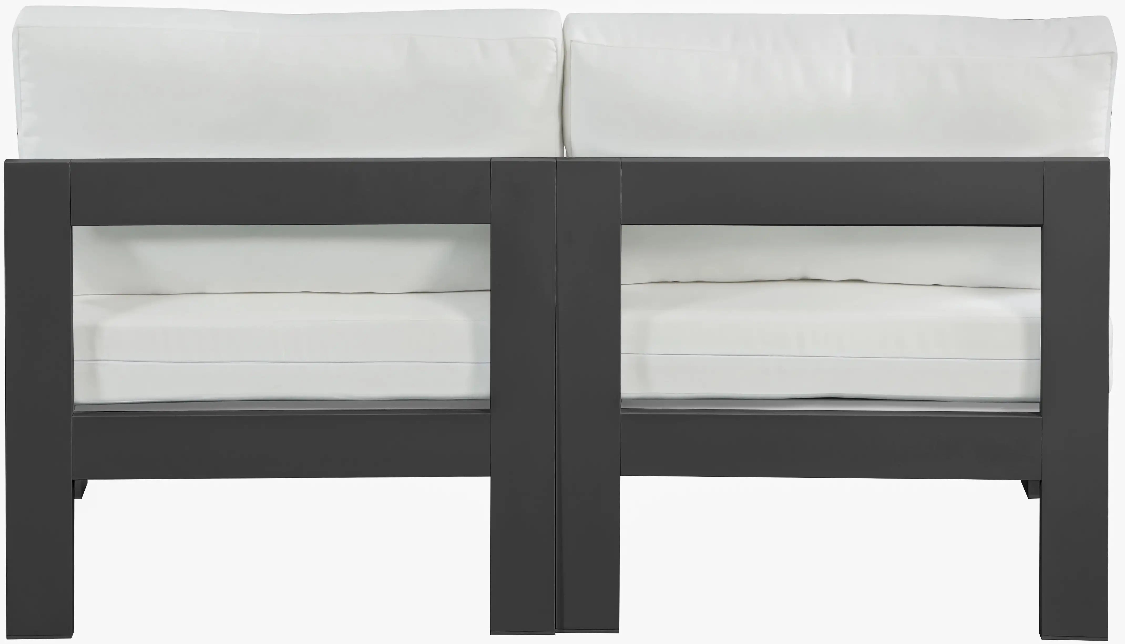 Nizuc - Outdoor Patio 2 Seat Armless Modular Sofa With Gray Frame
