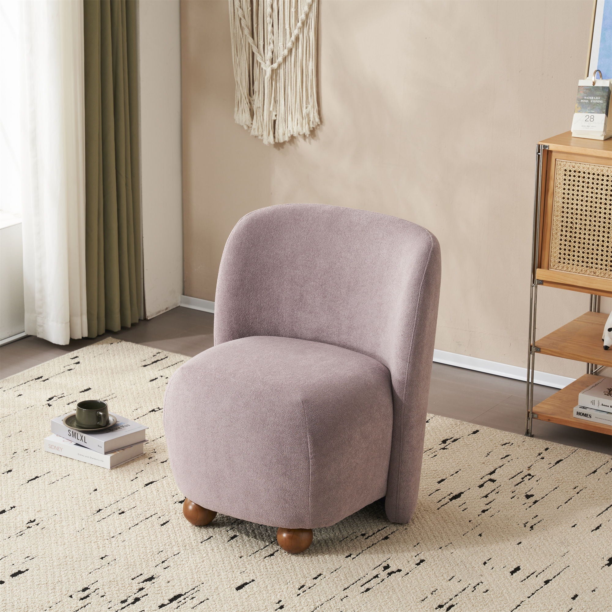 Modern Low Back Accent Upholstered Armless Living Room Chairs, Round Feet